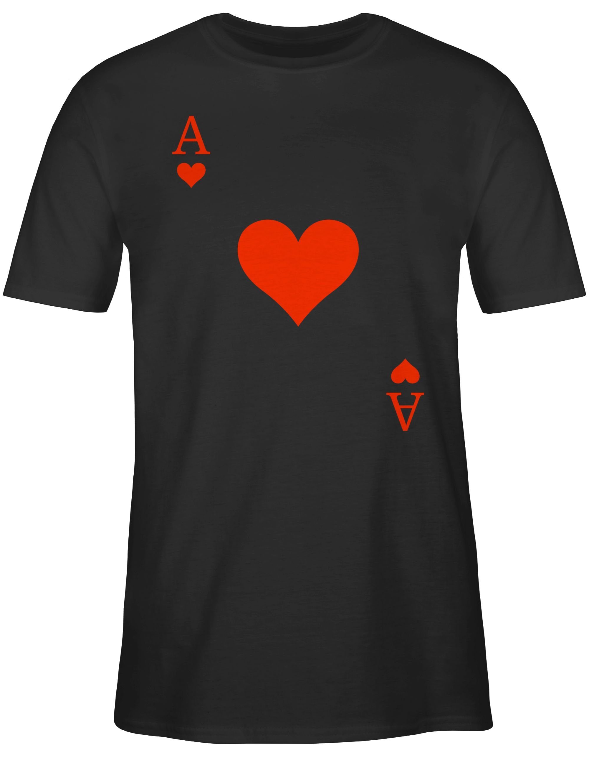 Shirtracer T-Shirt Herz Ass Kartenspiel Karneval Kostüm I Ace of Hearts Kar günstig online kaufen