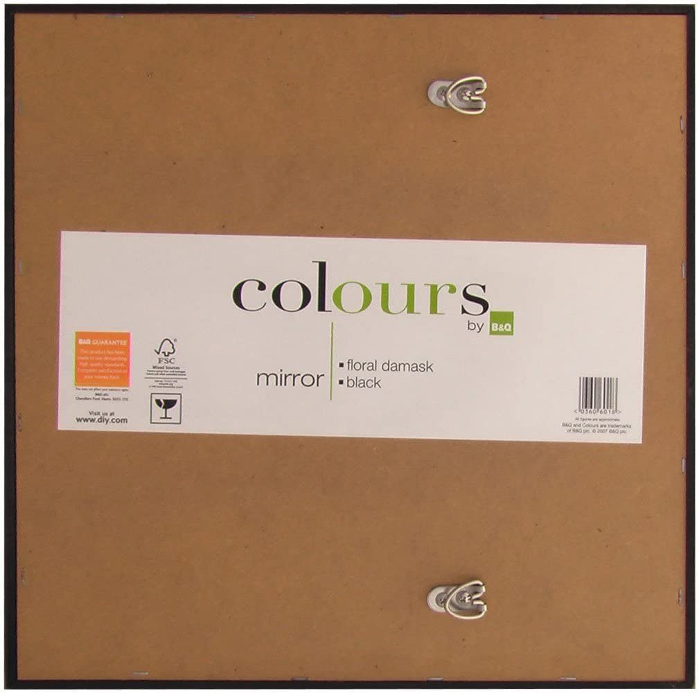 Oslo MasterLine Dekospiegel Spiegel 40 x 40 cm mit schwarzem oder silbernem Deko-Druck mit Holz, Mirror Spiegel gerahmt - FSC-zertifiziert - Deko Druck schwarz matt