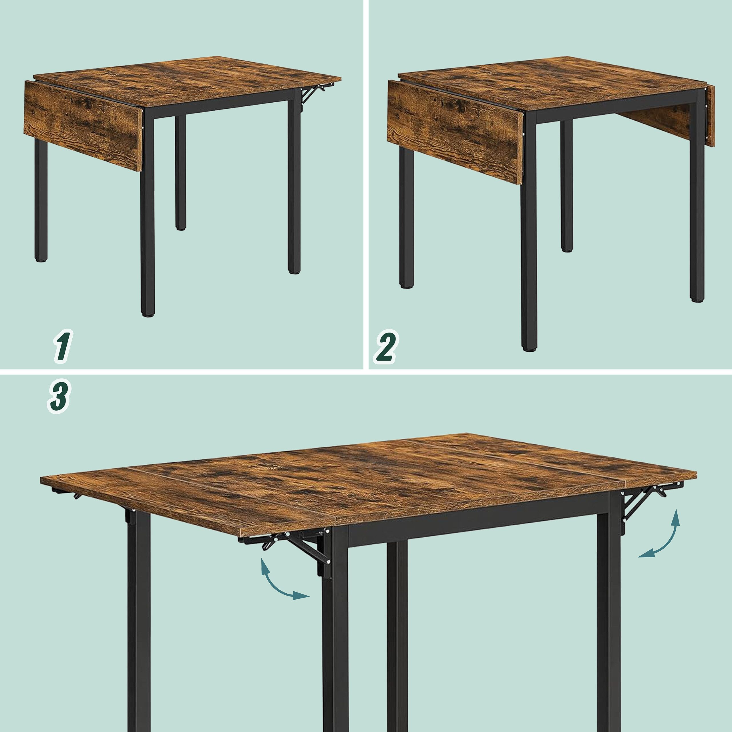 relaxdays Klapptisch Esstisch klappbar 2 bis 4 Personen (1-St), Vintagebraun – Bild 5 von 5