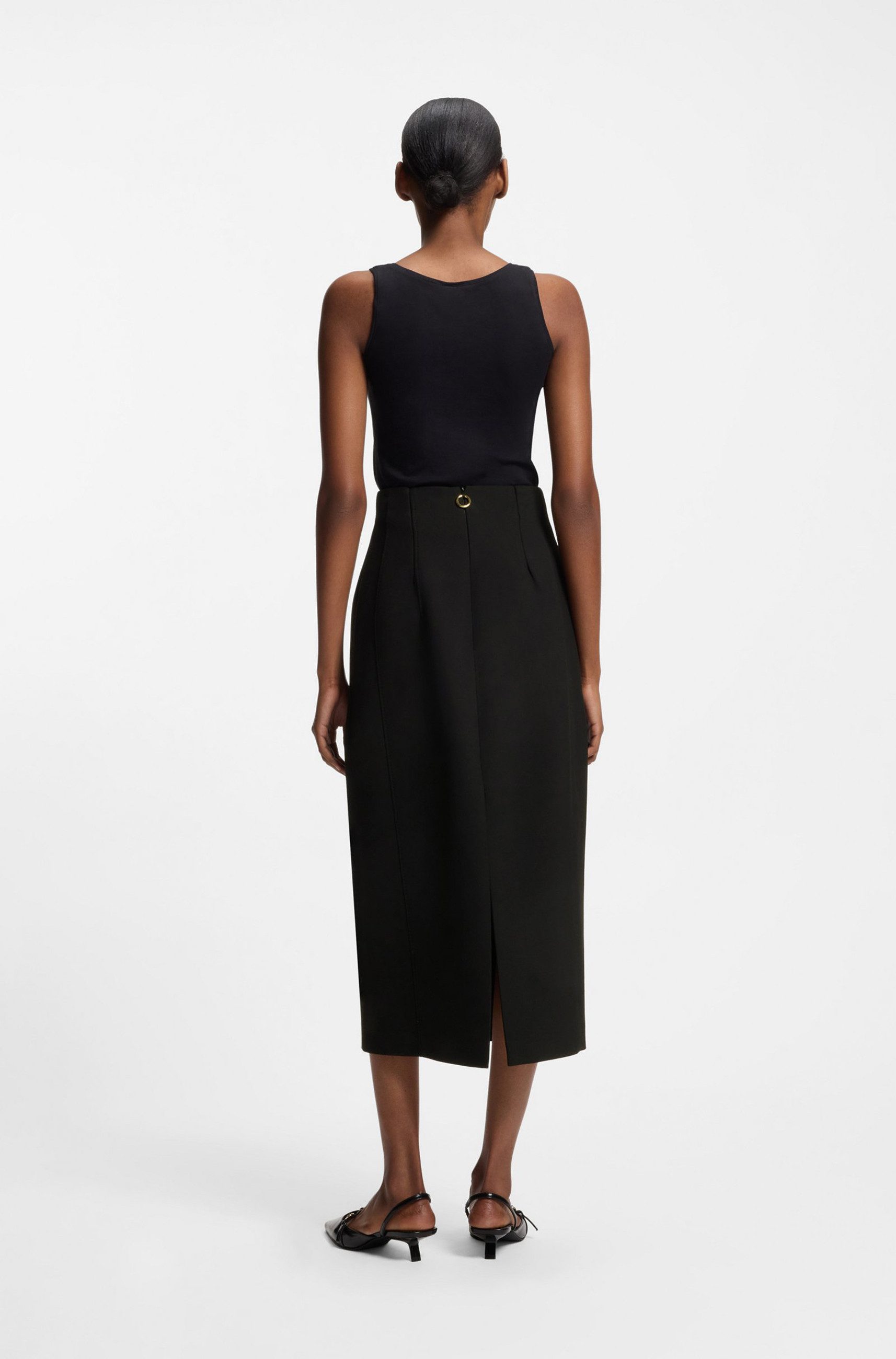 HUGO A-Linien-Rock Rahasi aus Stretch-Twill (1-tlg)