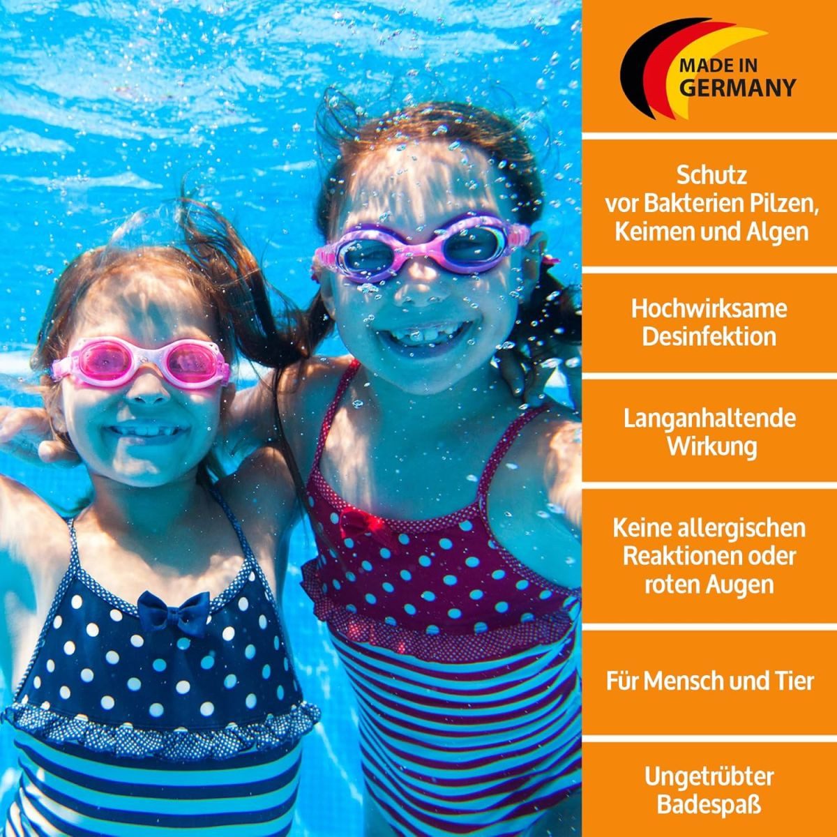 Zooprinz Poolpflege Starter Set 3-in-1, 2 Liter, Keimschutz Desinfektion Algenstopp, Verhindert Algenbildung, für klares Wasser, Made in Germany