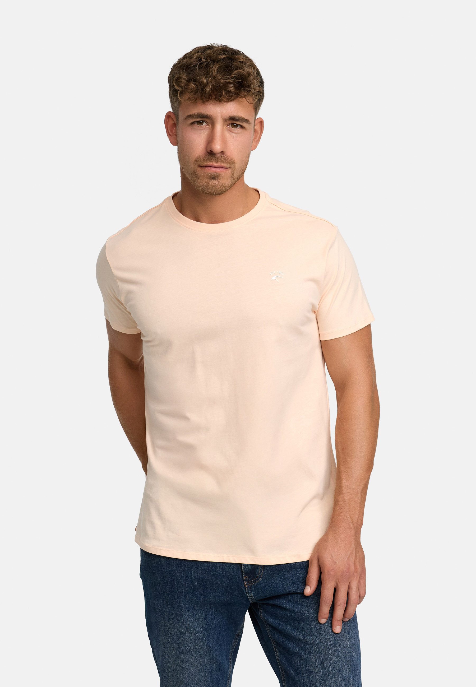 Indicode T-Shirt Herren Kloge Shirt Tee Herrenshirt mit dezentem Label-Detail auf der Brust