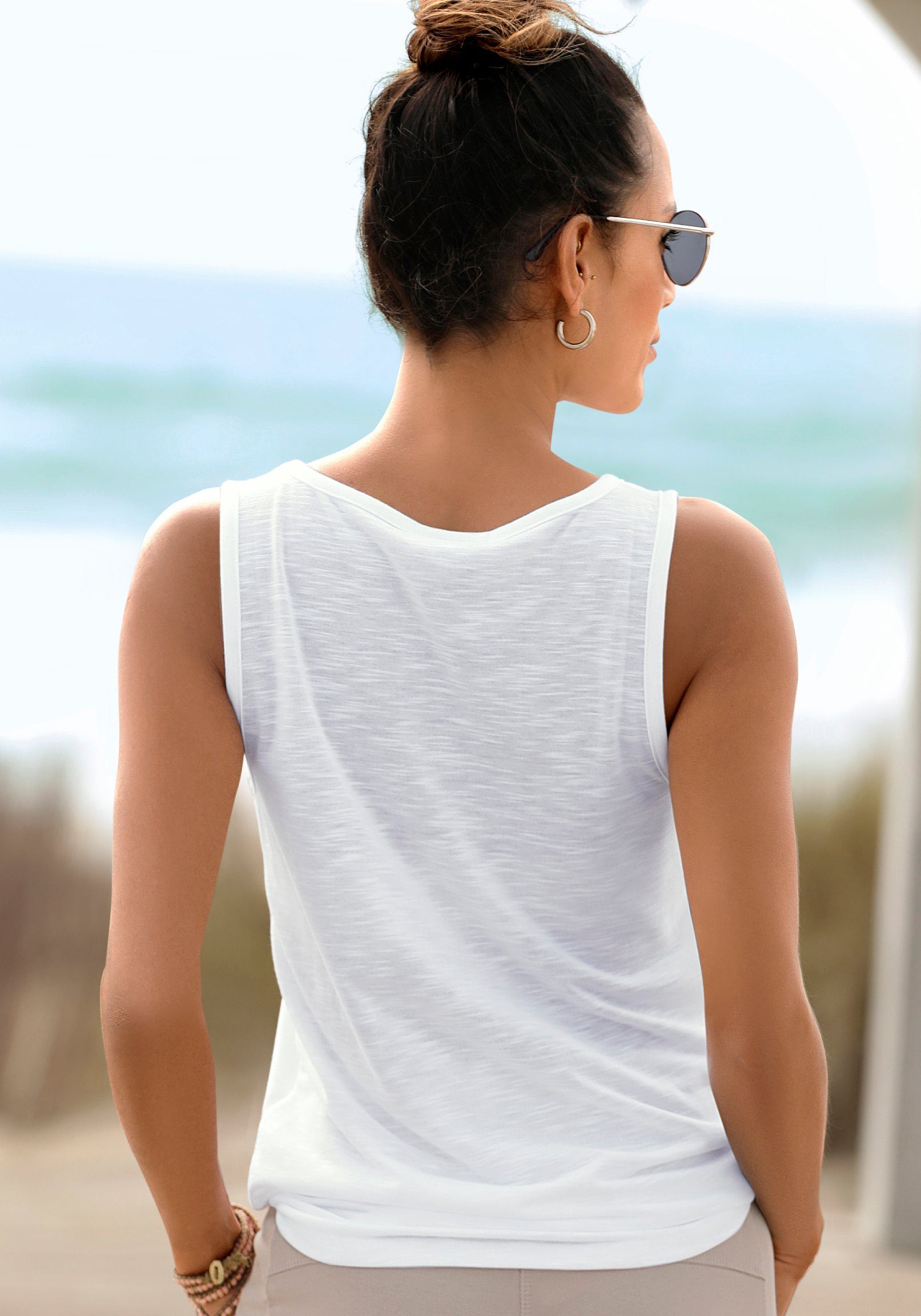 Venice Beach Tanktop aus weicher Slubware mit Logoprint Jerseytop mit breiten Trägern, Sommertop, lockeres Trägertop – Bild 3 von 5