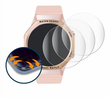 Savvies Full-Cover Schutzfolie für Mutoy Smartwatch 1.32" (rund), Displayschutzfolie, 4 Stück, 3D Curved klar