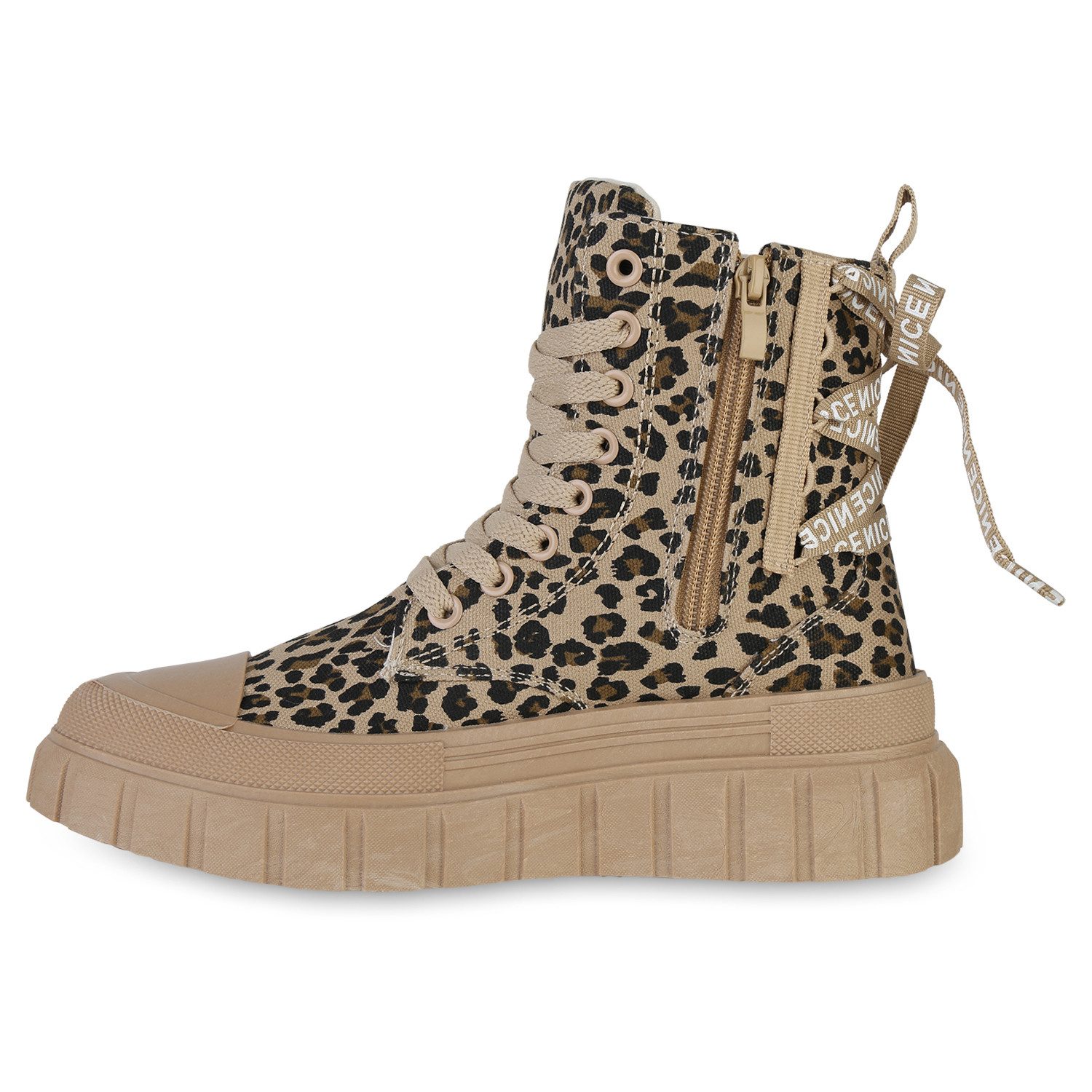 VAN HILL 841579 Sneaker Damen Sneaker High Schnürer Prints Profil-Sohle Fre günstig online kaufen