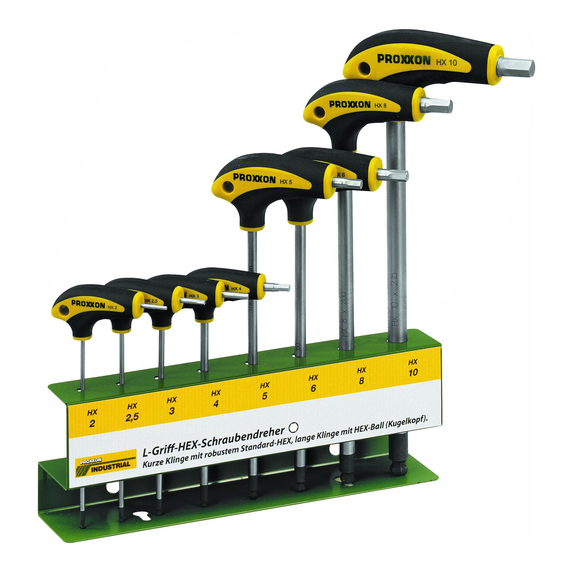 PROXXON INDUSTRIAL Schraubendreher Proxxon L-Griff-Schraubendrehersatz 8-tlg., HEX mit Halter