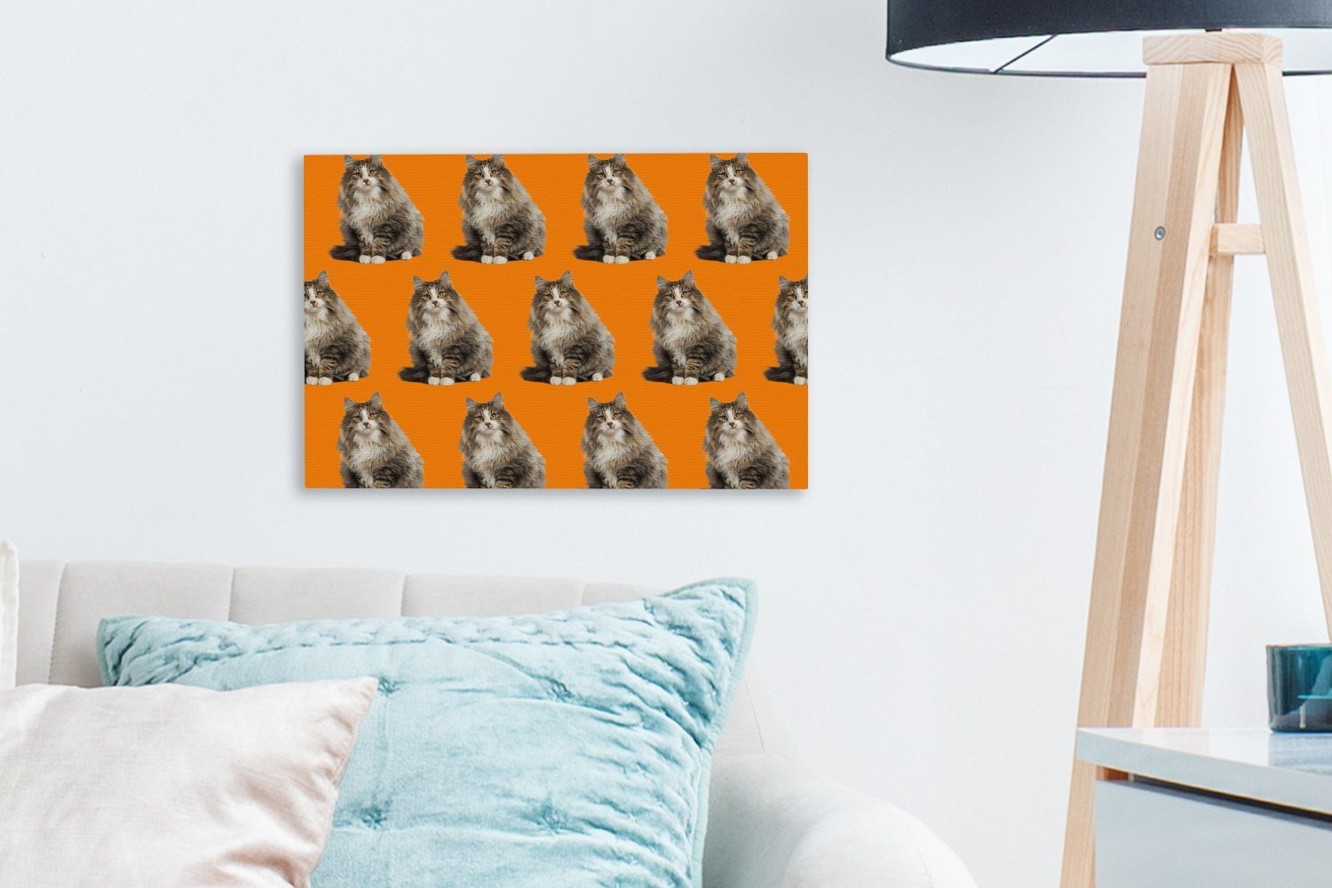 OneMillionCanvasses® Leinwandbild Haustier - Muster Orange, Wandbild St), cm 30x20 (1 - Leinwandbilder, Aufhängefertig, Wanddeko