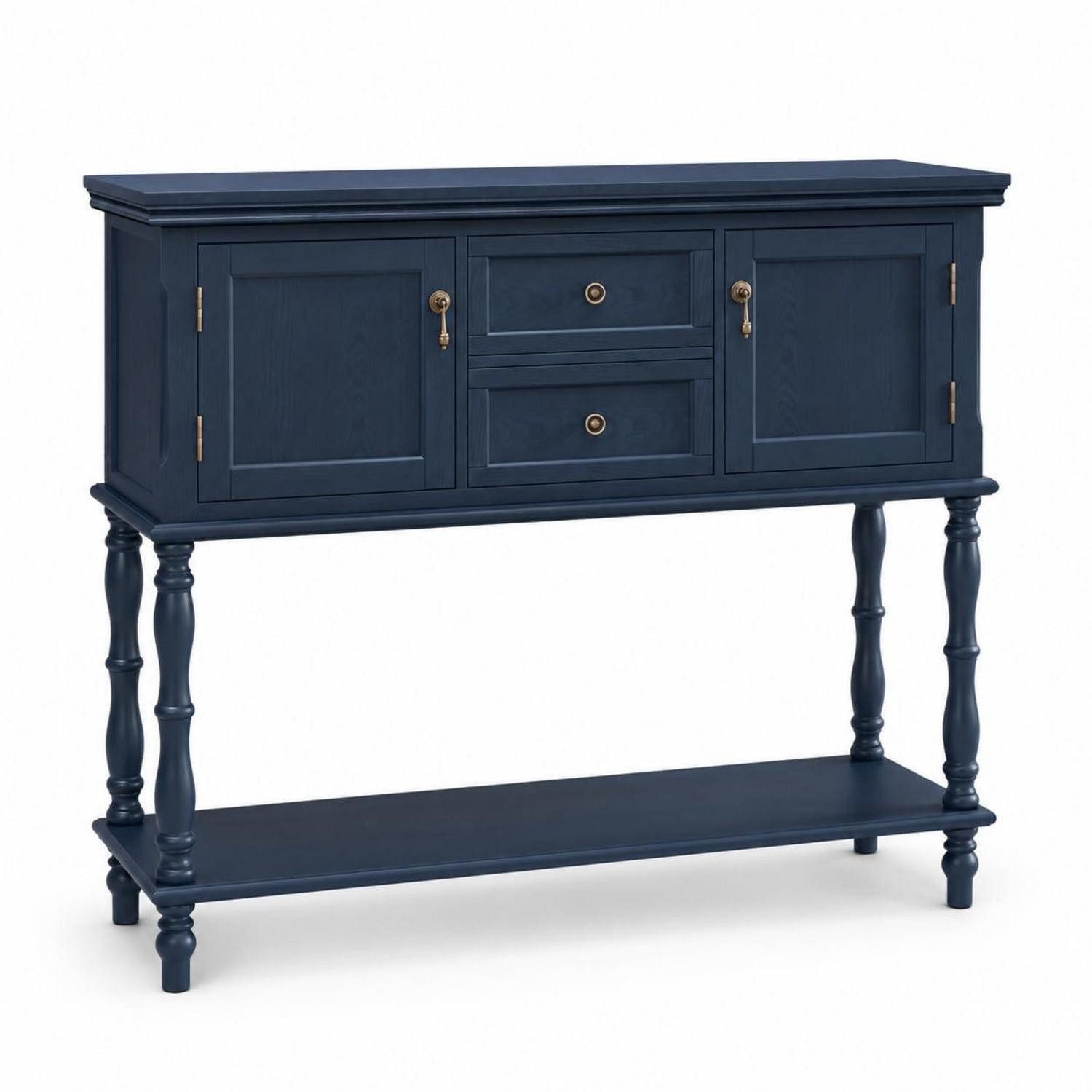 LuxusKollektion Konsolentisch Konsolentisch Blau mit Schubladen & Stauschrank (1-St)