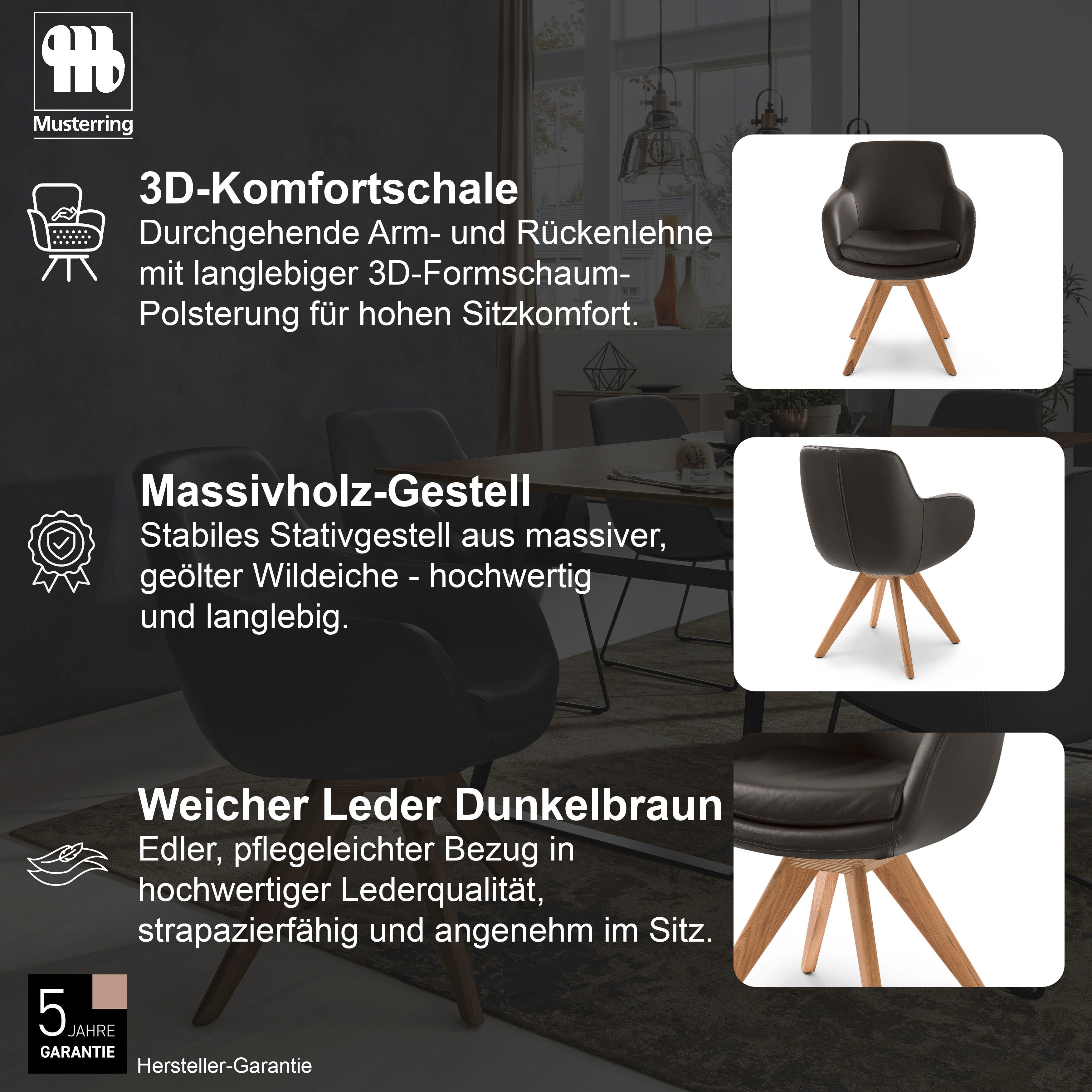 Musterring Esszimmerstuhl Tavia (Set, 2 St), Stativgestell Wildeiche massiv, Drehfunktion optional, diverse Farben