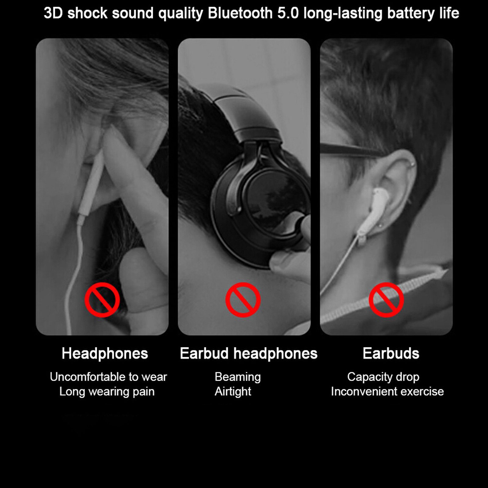 FUROKOY Knochenleitung In-Ear (BL09, Schwarz) Kopfhörer Bluetooth-Kopfhörer Laufen Fitness SportBluetooth Stereo