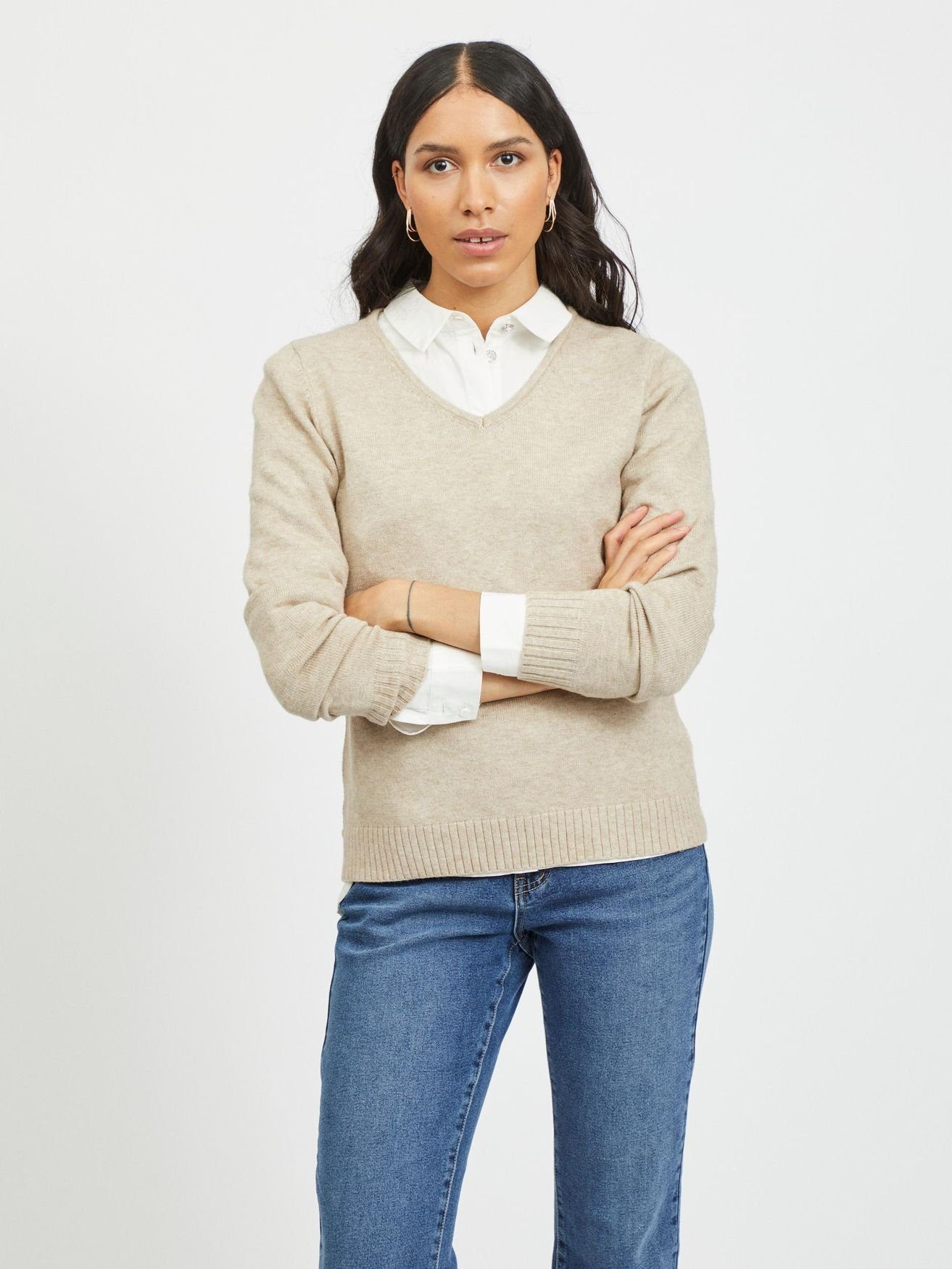 Vila Strickpullover VIRIL V-NECK L/S KNIT günstig online kaufen