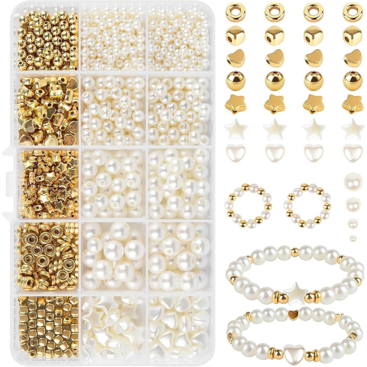 LuxusKollektion Bastelperlen Perlen Set Schmuck Armbänder Selber Machen Weiss