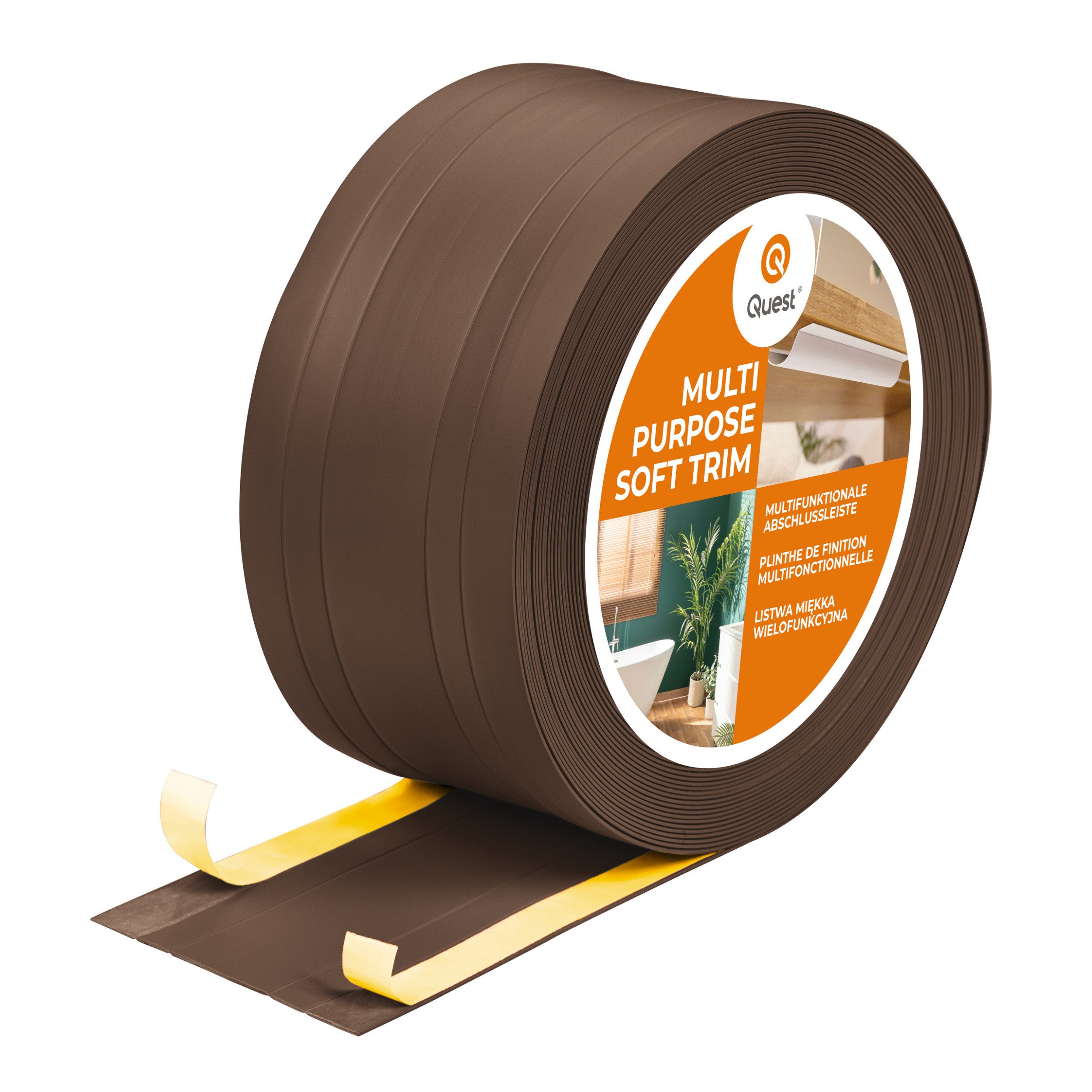 Quest Abschlussleiste Multifunktionsleiste W4 2in1 selbstklebend 110 mm, Selbstklebend, Kunststoff (PVC), 1-St., selbstklebend, 2in1, 110 mm, 5-m-Rolle