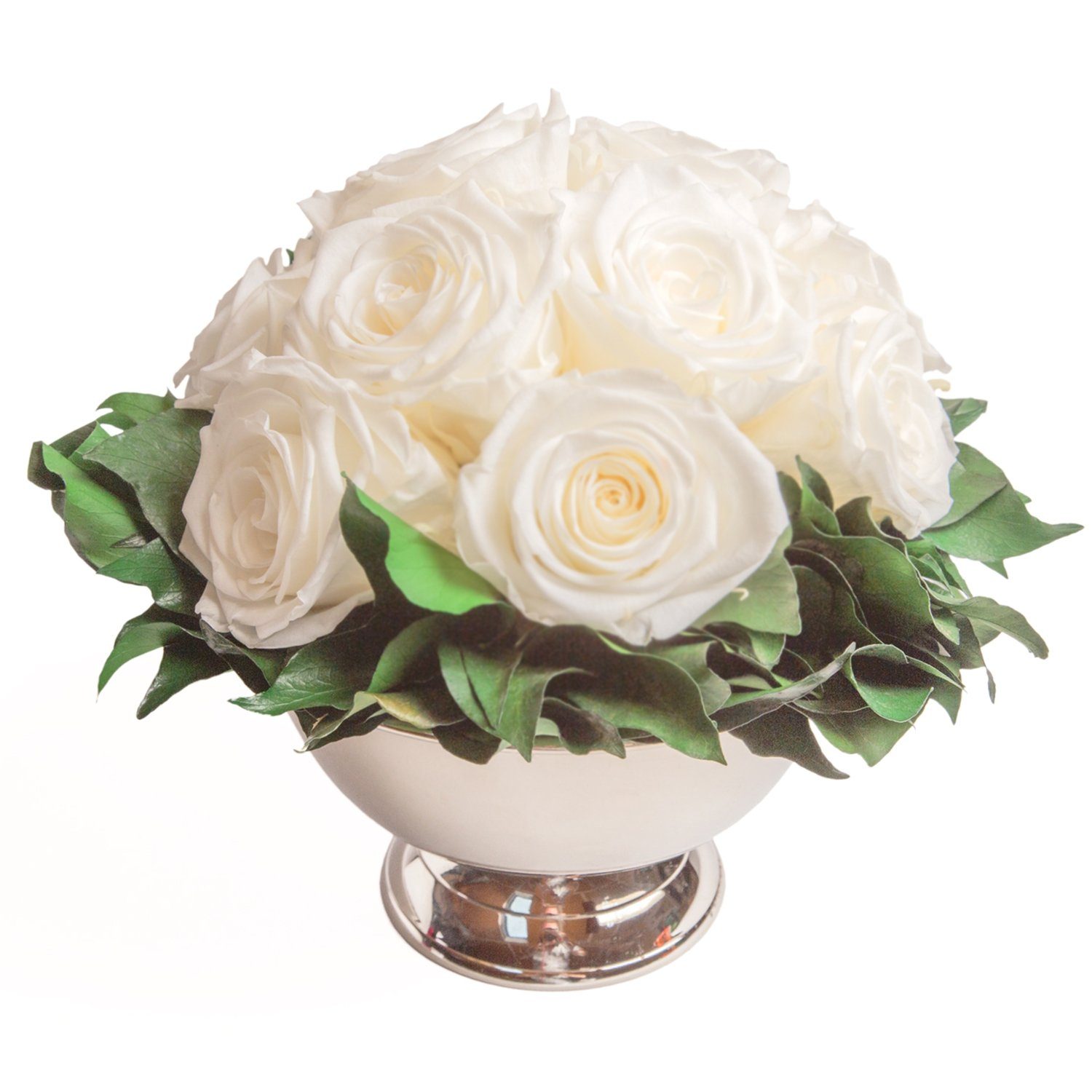 Gestecke Blumengesteck 11 Infinity Rosen in Blumenschale Blumenstrauß Rosenbox Rose, ROSEMARIE SCHULZ Heidelberg, Höhe 18 cm, Echte Blumen 3 Jahre haltbar, Geschenk für Frauen, Made in Germany