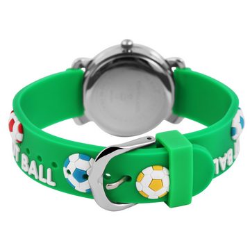 KARMA Quarzuhr Kinderuhr Fußball grün Jungenuhr Mädchenuhr, Armbanduhr analog Kinder Kicker Sport