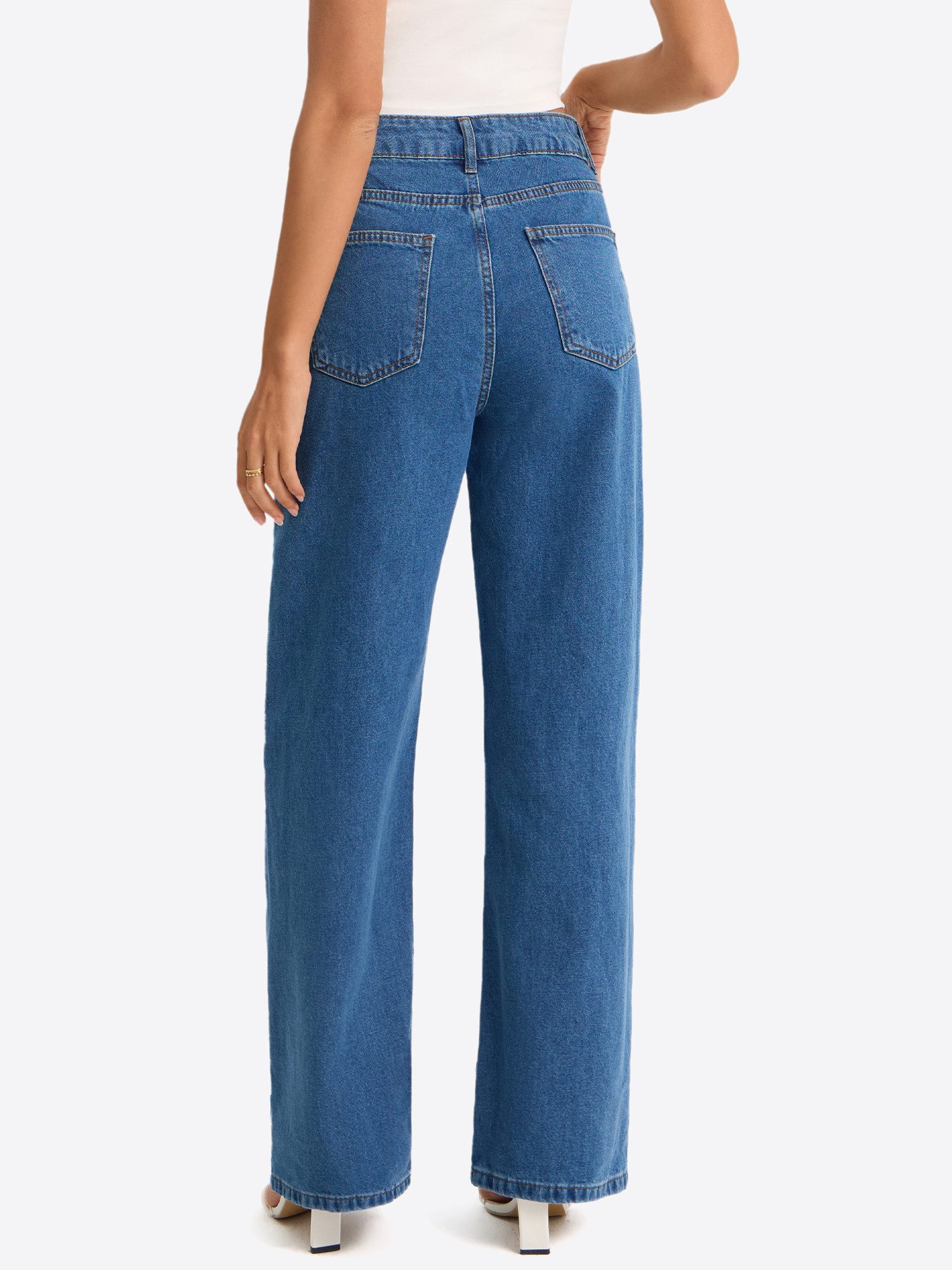 Imily Bela Gerade Jeans Damen Straight Fit Jeans im Five-Pocket Style (Packung, 1-tlg., 1per-Pack) mit Baumwolle
