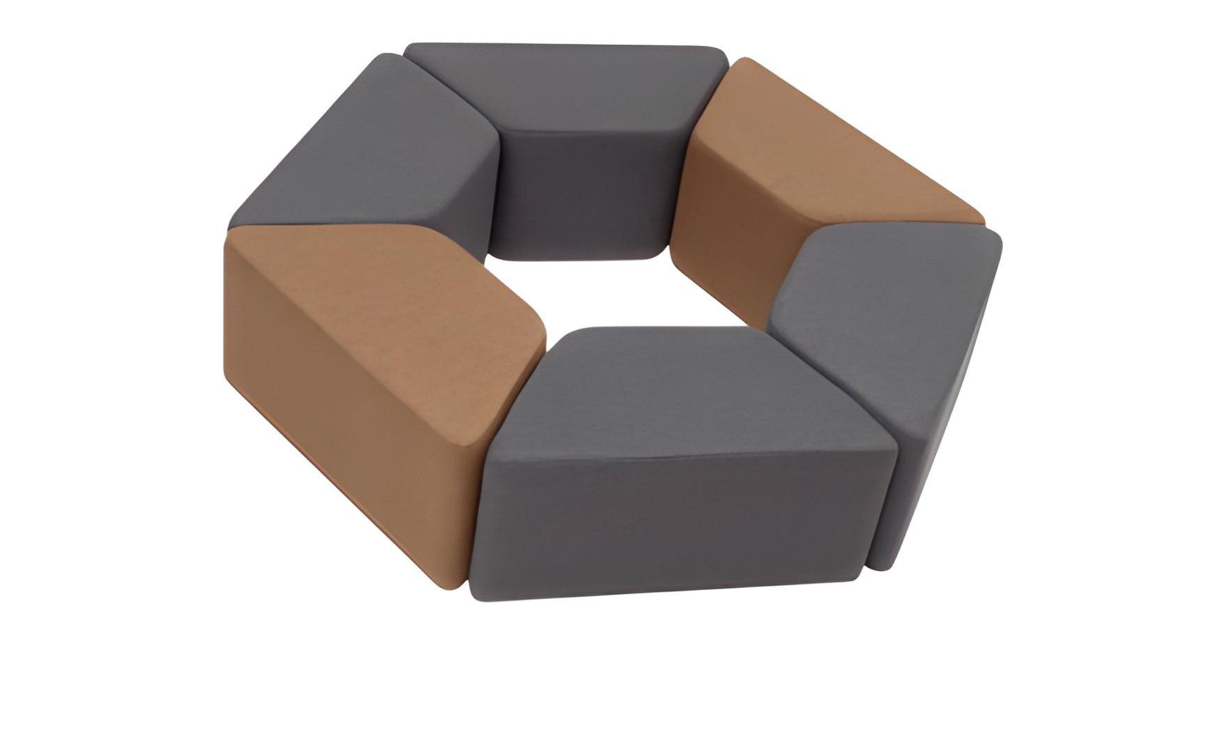 JVmoebel Hocker Designer Grau-Braune Sitzhocker Textil 6x Poufs (6 St), Made in Europa
