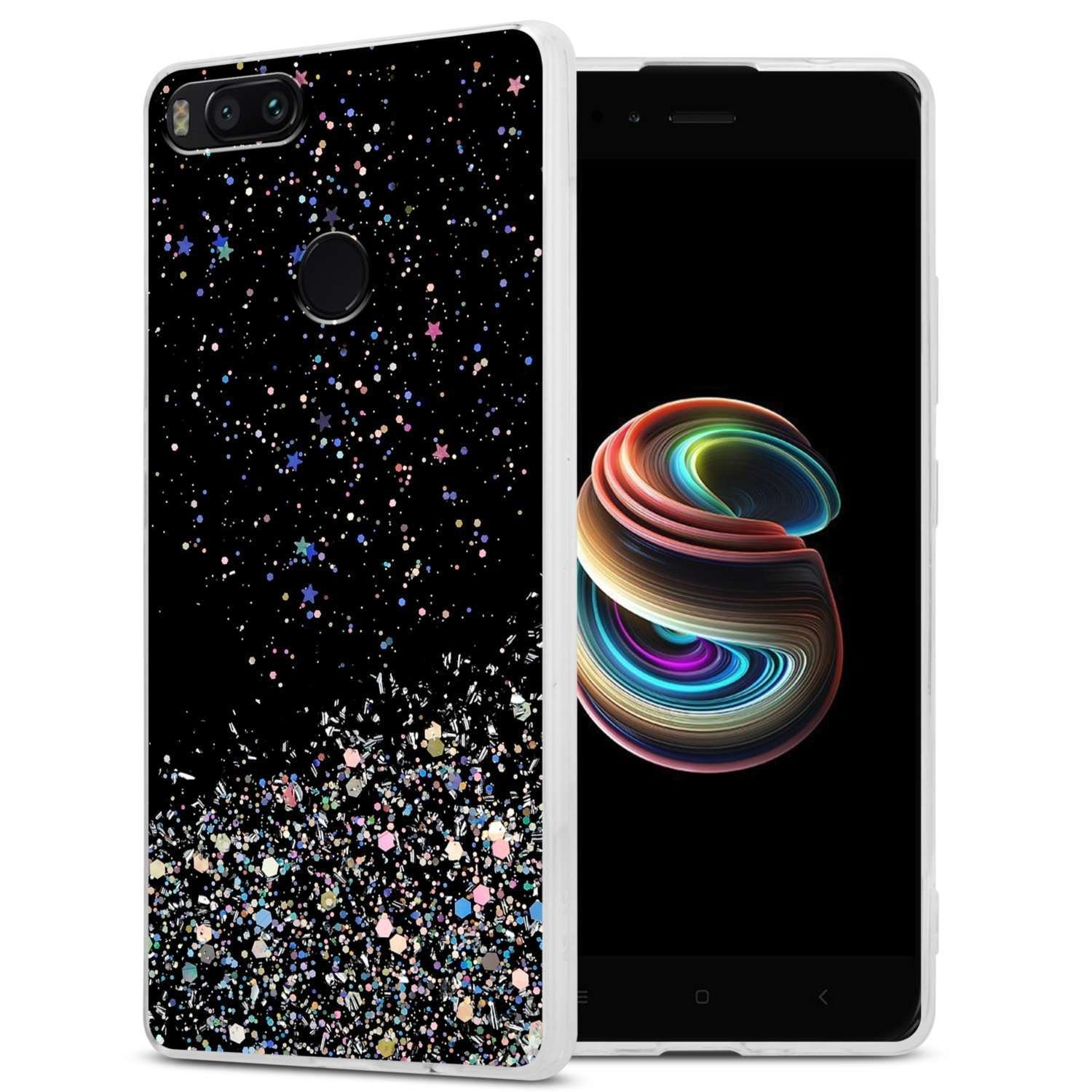 Cadorabo Handyhülle für Xiaomi RedMi A1 Hülle Xiaomi RedMi A1, Flexible TPU Silikon Handy Schutzhülle - Hülle - mit Glitzer