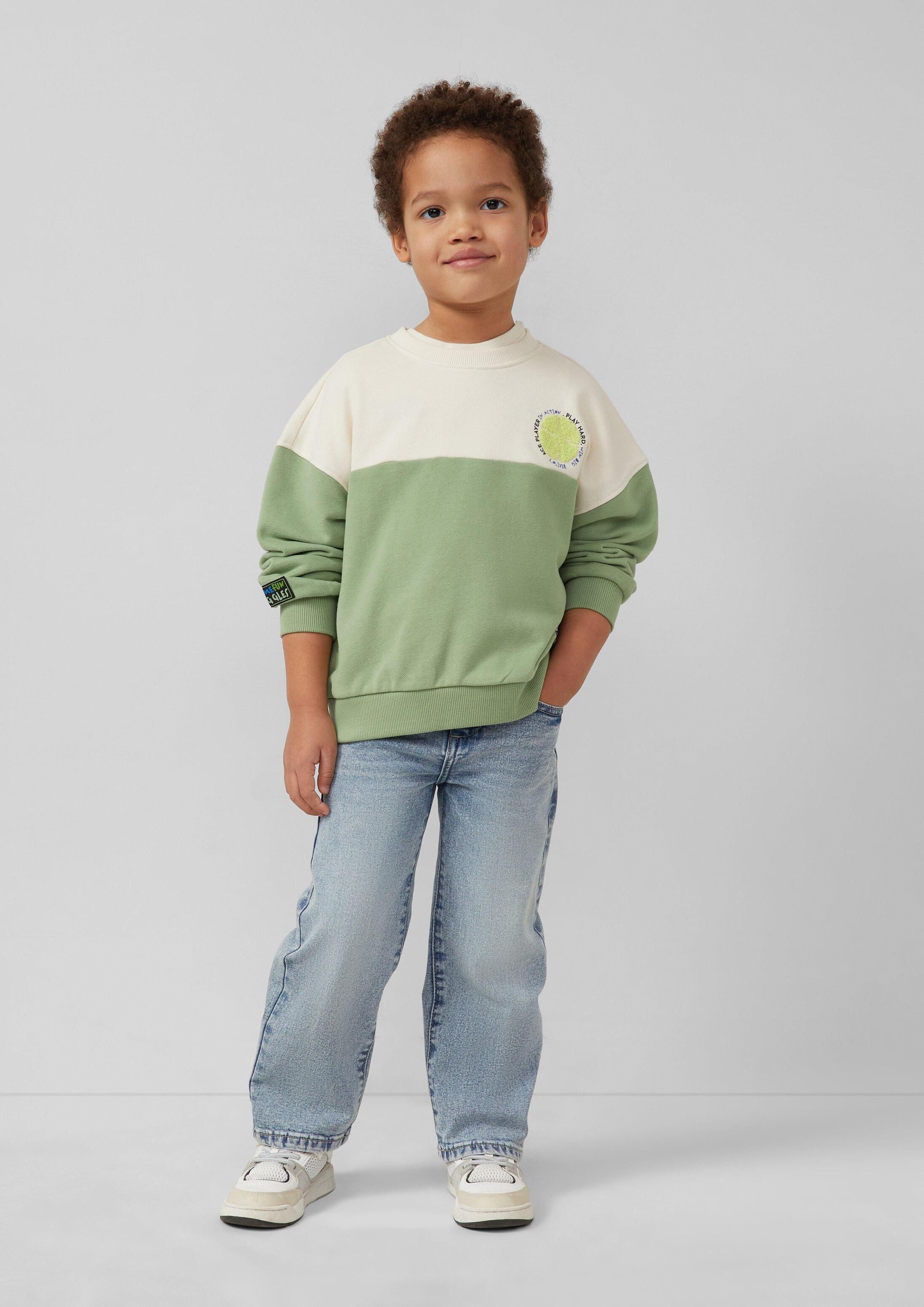 s.Oliver Sweatshirt Sweatshirt Oversize Sweatshirt mit Frottee-Stickerei und Applikationen