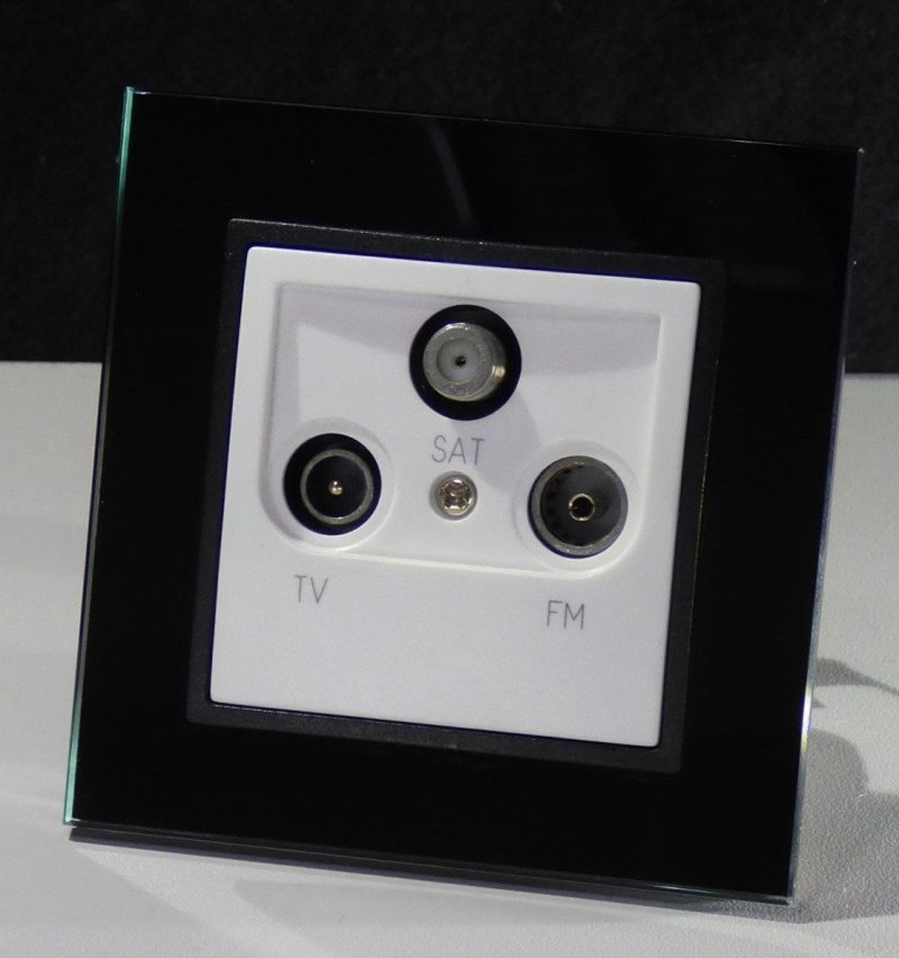 Lichtideen Schalter 7838 Abelka Nuovo schwarz GLAS 1 x Antennen Dose (Taster, Schalter, Anennendose, Steckdose mit USB lieferbar)