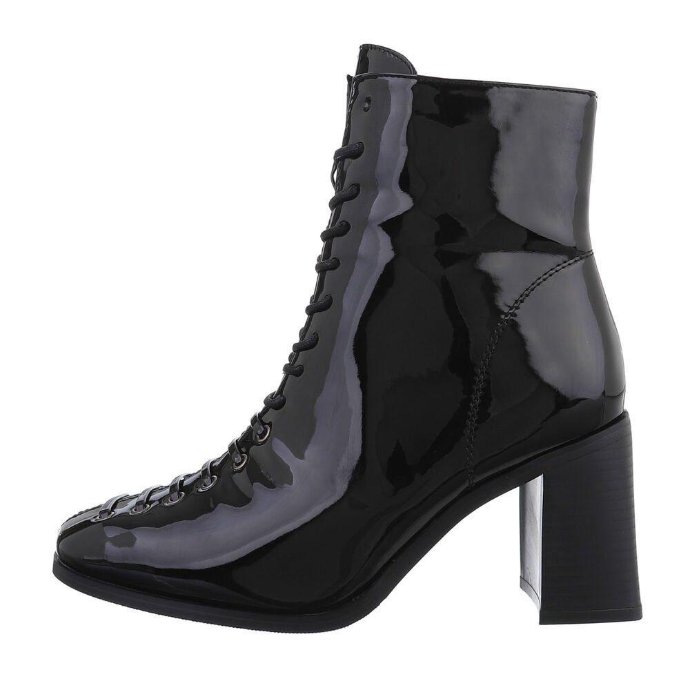 Ital-Design Damen Party & Clubwear Сапожки на шнуровкеette Blockabsatz High-Heel Сапогиetten in Schwarz