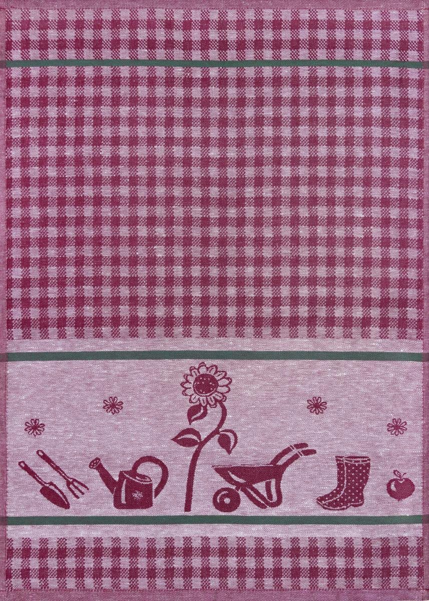3-tlg., Geschirrtücher Set), Halbleinen 3er Geschirrtuch Pack Jacquard Kracht (Set, ca. Stück), 50x70cm, Rot Gartenarbeit, (3