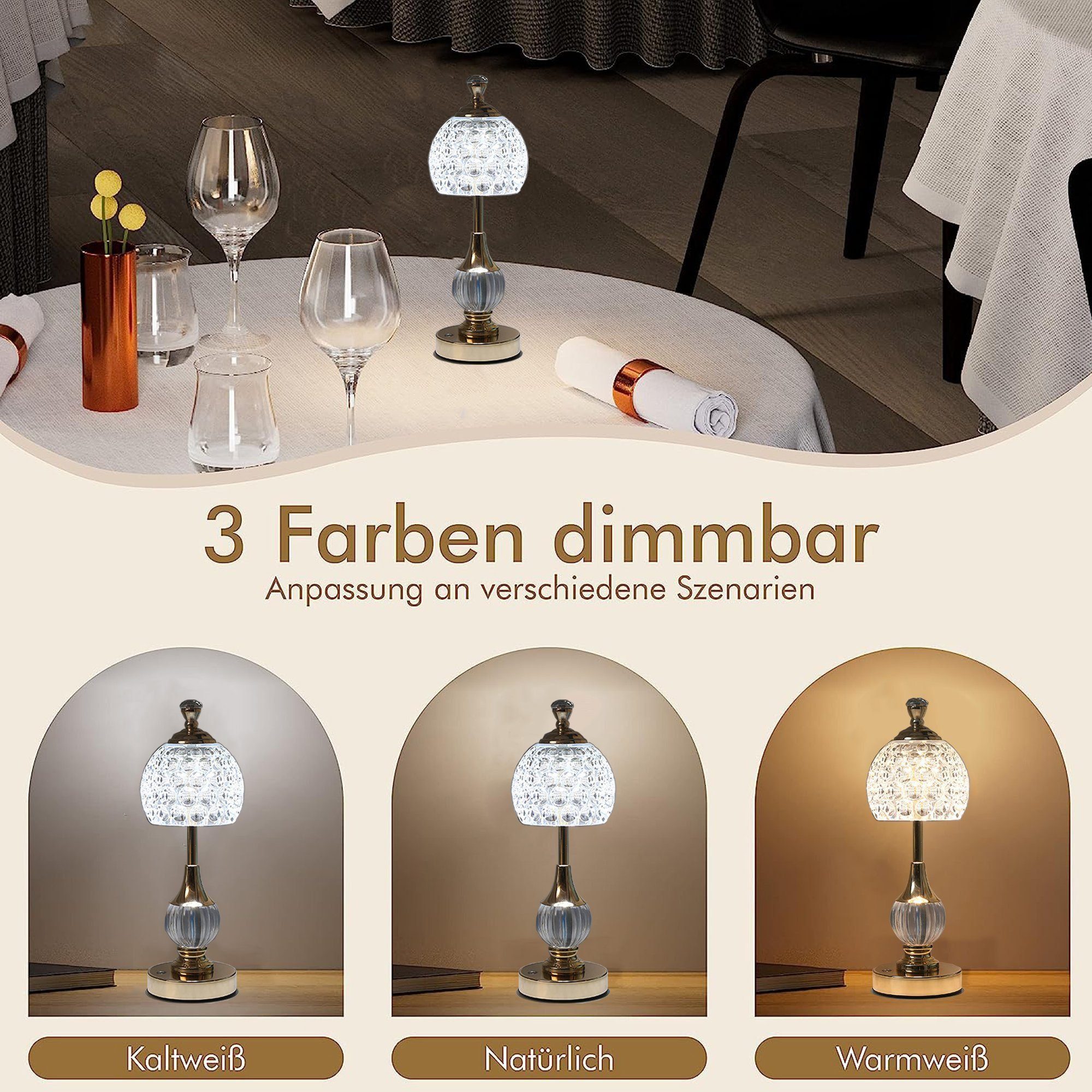 ibettertec LED Nachttischlampe Drei Farben LED günstig online kaufen