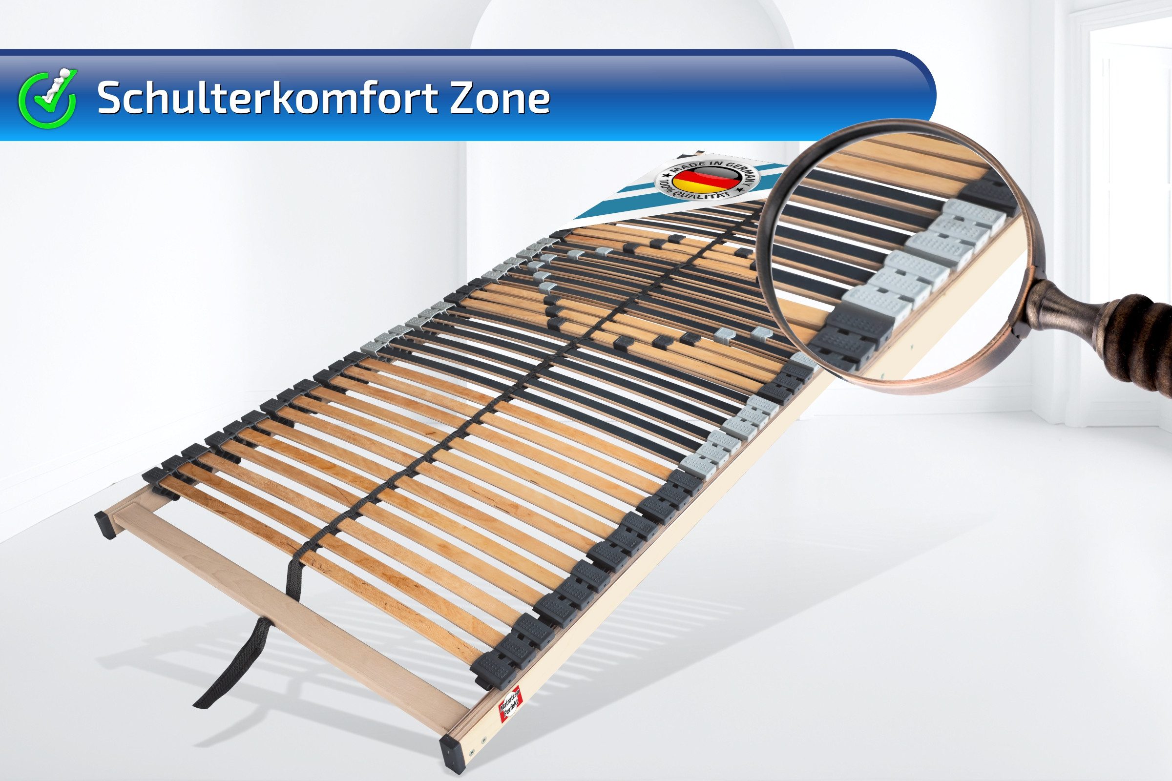 Lattenrost 42 Leisten, übergreifenden Kautschukkappen, MONTIERT 250 KG BELASTBAR, Matratzen Perfekt, Kopfteil nicht verstellbar, Fußteil nicht verstellbar, vers – Bild 5 von 5