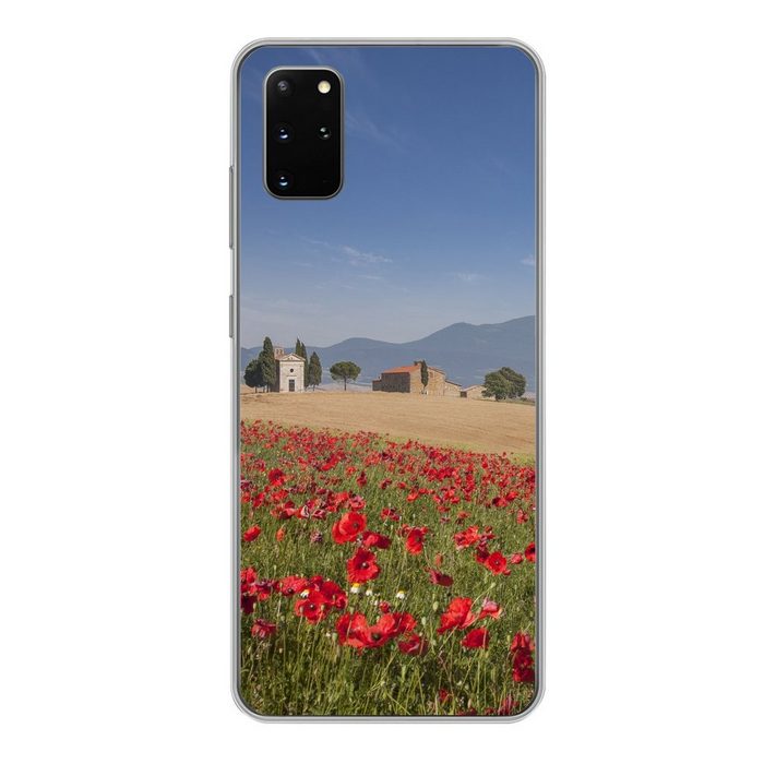 MuchoWow Handyhülle Blumenwiese - Rosen - Häuser Phone Case Handyhülle Samsung Galaxy S20 Plus Silikon Schutzhülle