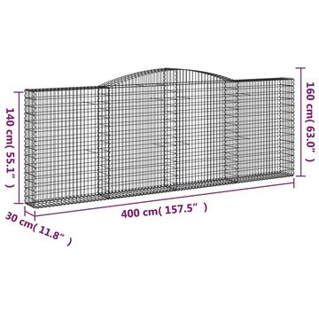 vidaXL Blumentopf Gabione mit Hochbogen 400x30x140/160 cm Verzinktes Eisen (1 St)