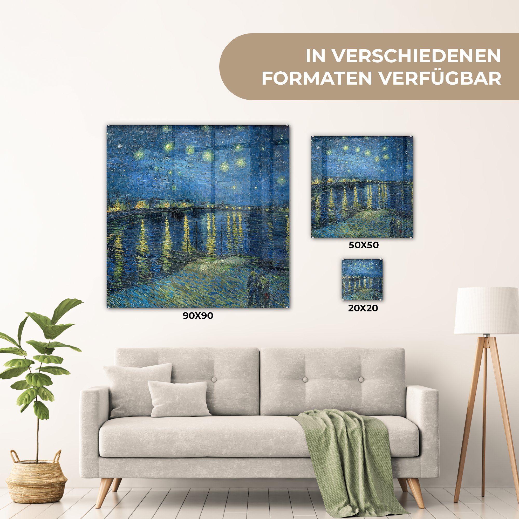 Bilder - Die Wanddekoration Nacht auf Foto Glas - Glas (1 sternenklare - von Gemälde St), Vincent Acrylglasbild auf - van Gogh, Wandbild Glasbilder MuchoWow