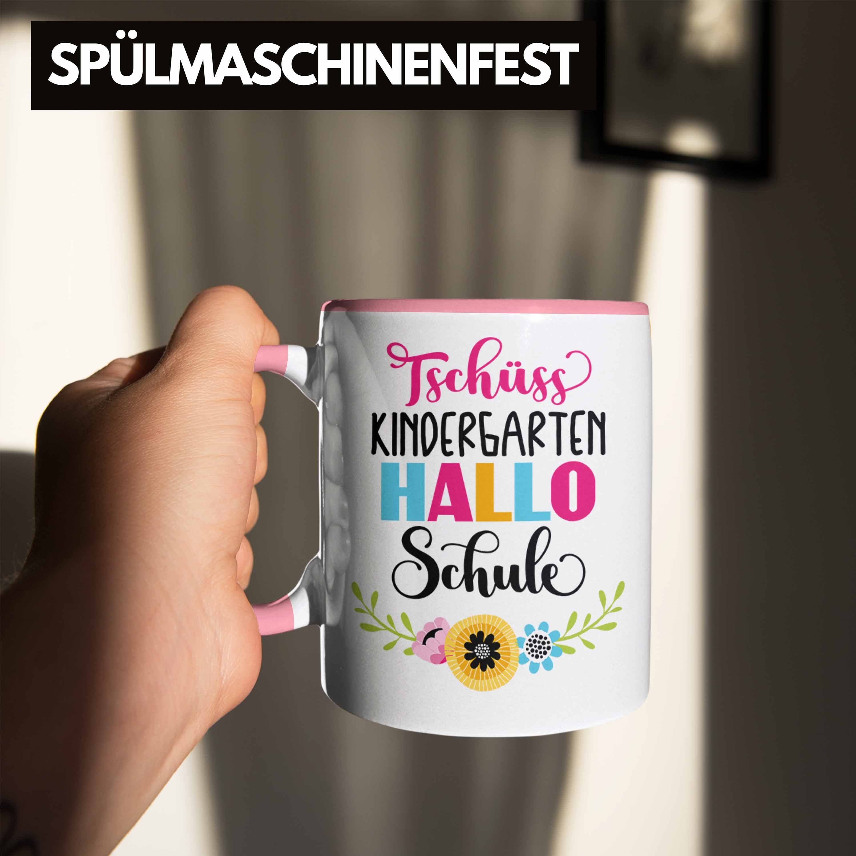 Glitzer Schulkind Schule Jetzt Tasse Trendation Schulanfang Rosa Ich Tschüss Kindergarten Hallo - 2022 Schulstart Schule Schultag Geschenk Trendation Mädchen Der 2022 In Geschenkidee Tasse Schuleinführung 1.