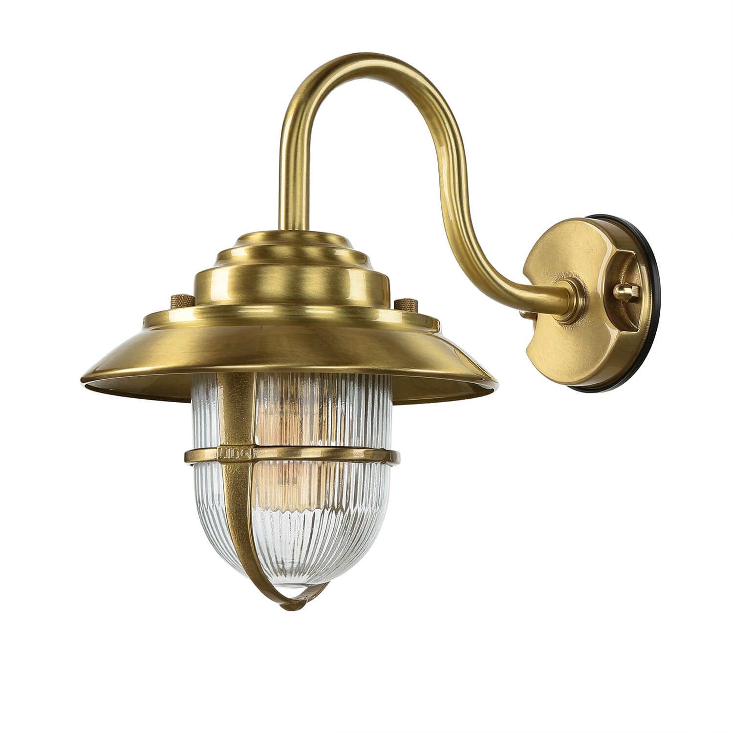 Licht-Erlebnisse Außen-Wandleuchte BOLOS, ohne Leuchtmittel, Außenleuchte Wand Echt-Messing Maritim IP64 Laterne Haus