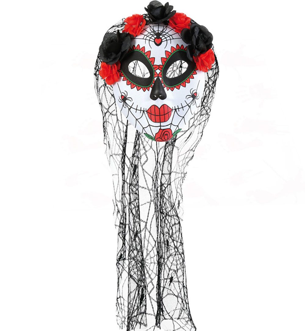 Fries Verkleidungsmaske Halbmaske Mexikanischer Totentag mit Tüll Schleier günstig online kaufen