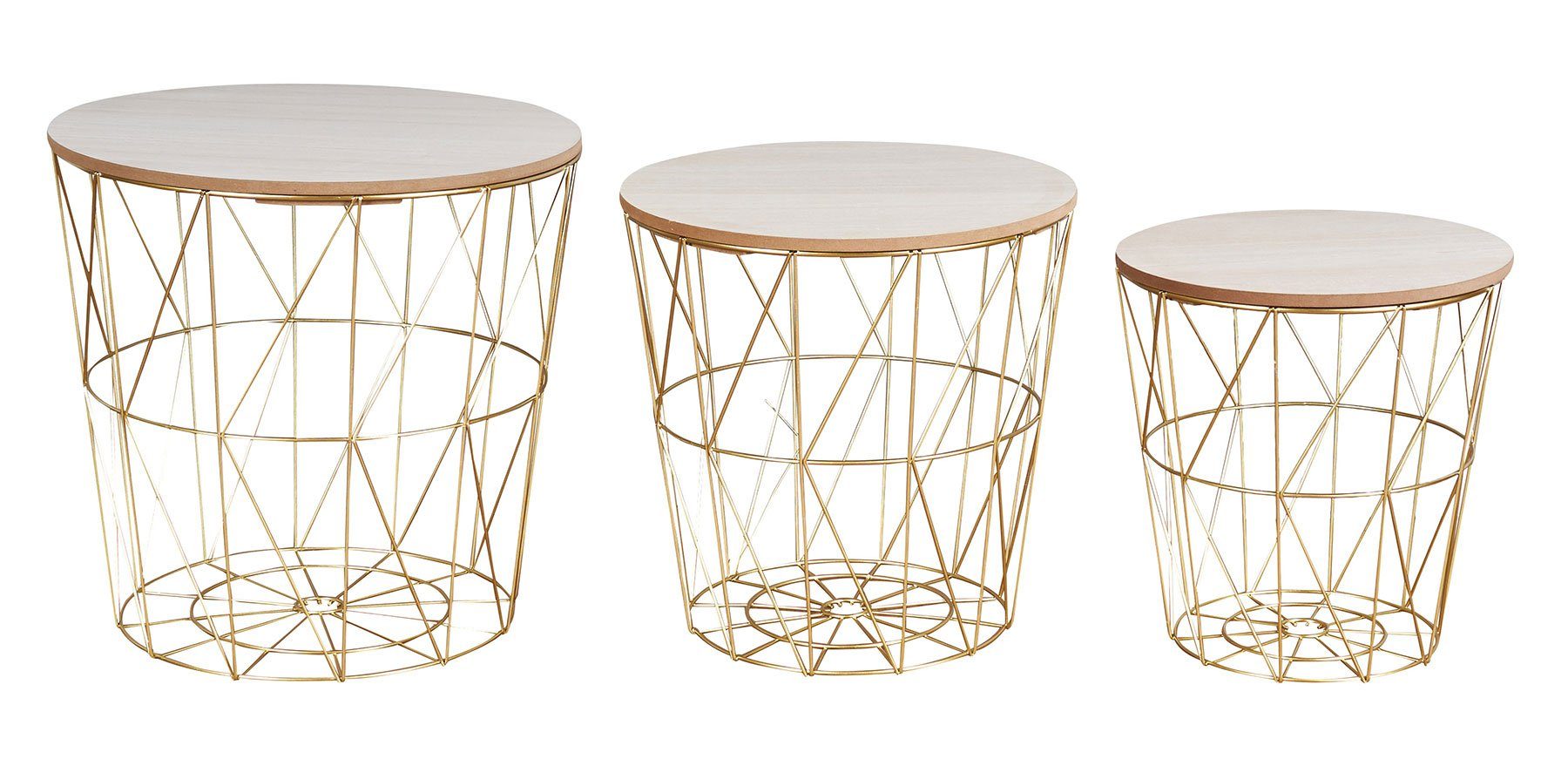 Levandeo® Couchtisch, 3er Set Beistelltisch Metall Metallkorb Drahtkorb Gol günstig online kaufen