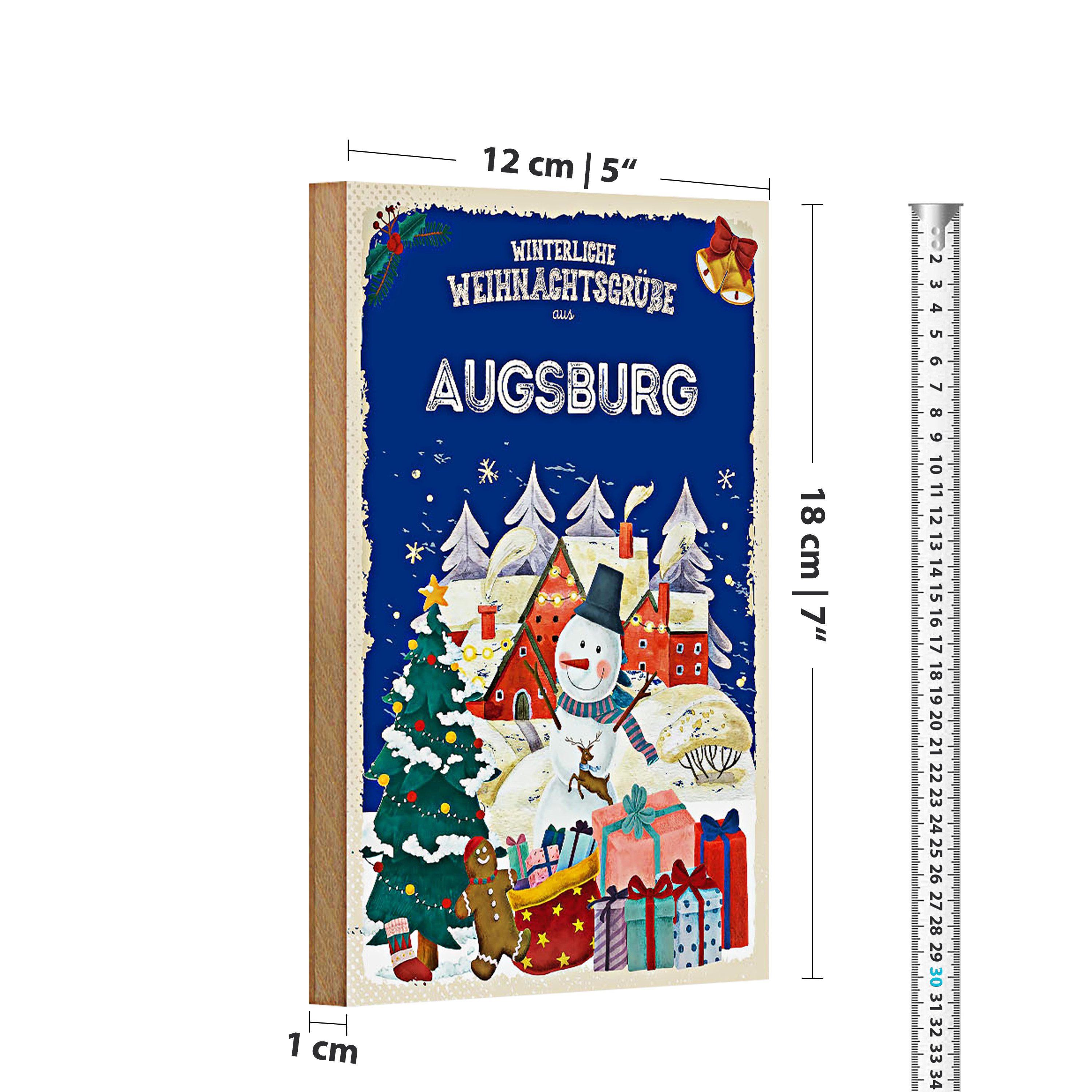 Roomando Holzbild Weihnachtsgrüße AUGSBURG 12x18cm