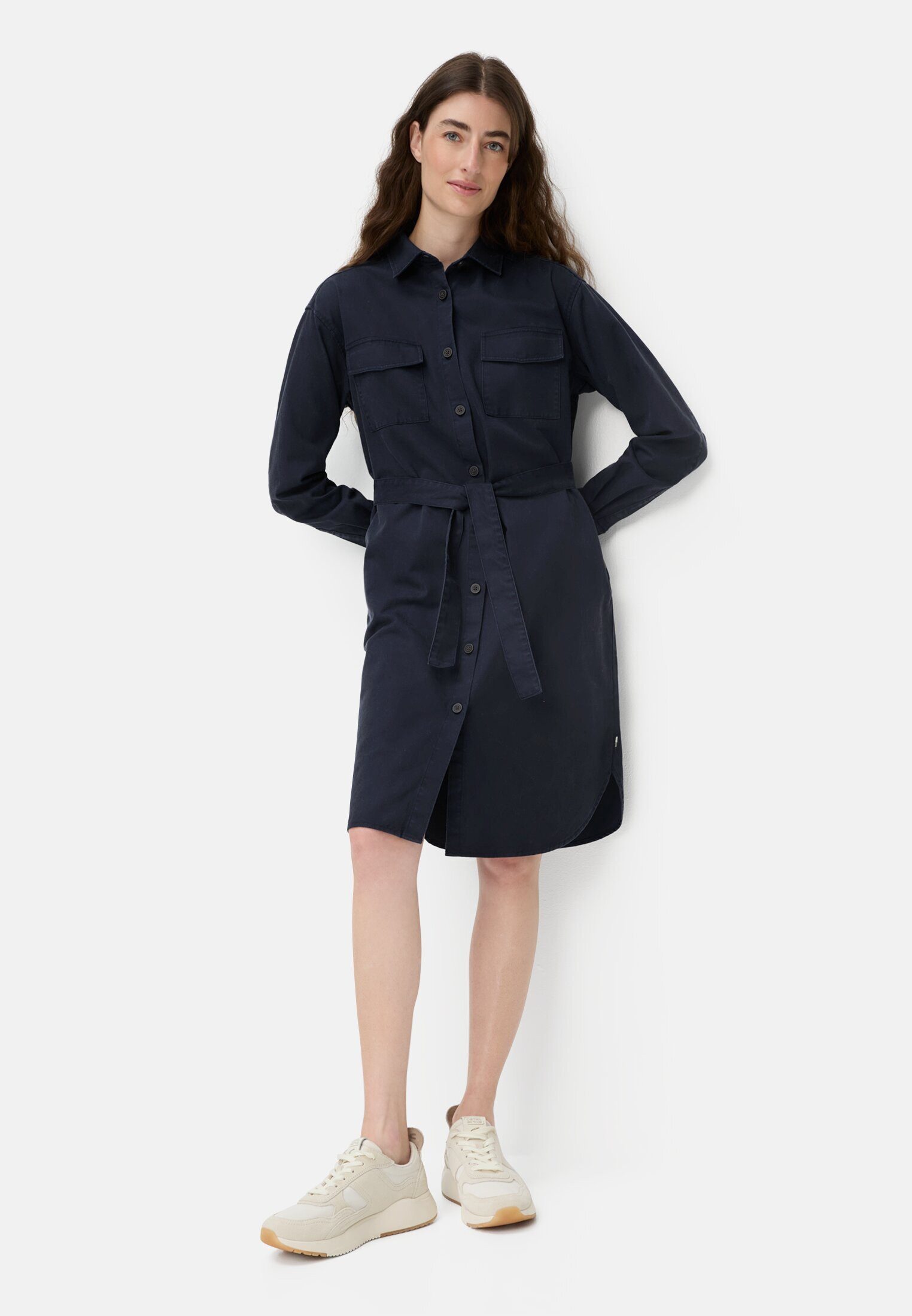 camel active Blusenkleid mit Taillengürtel Langarm (1-tlg)