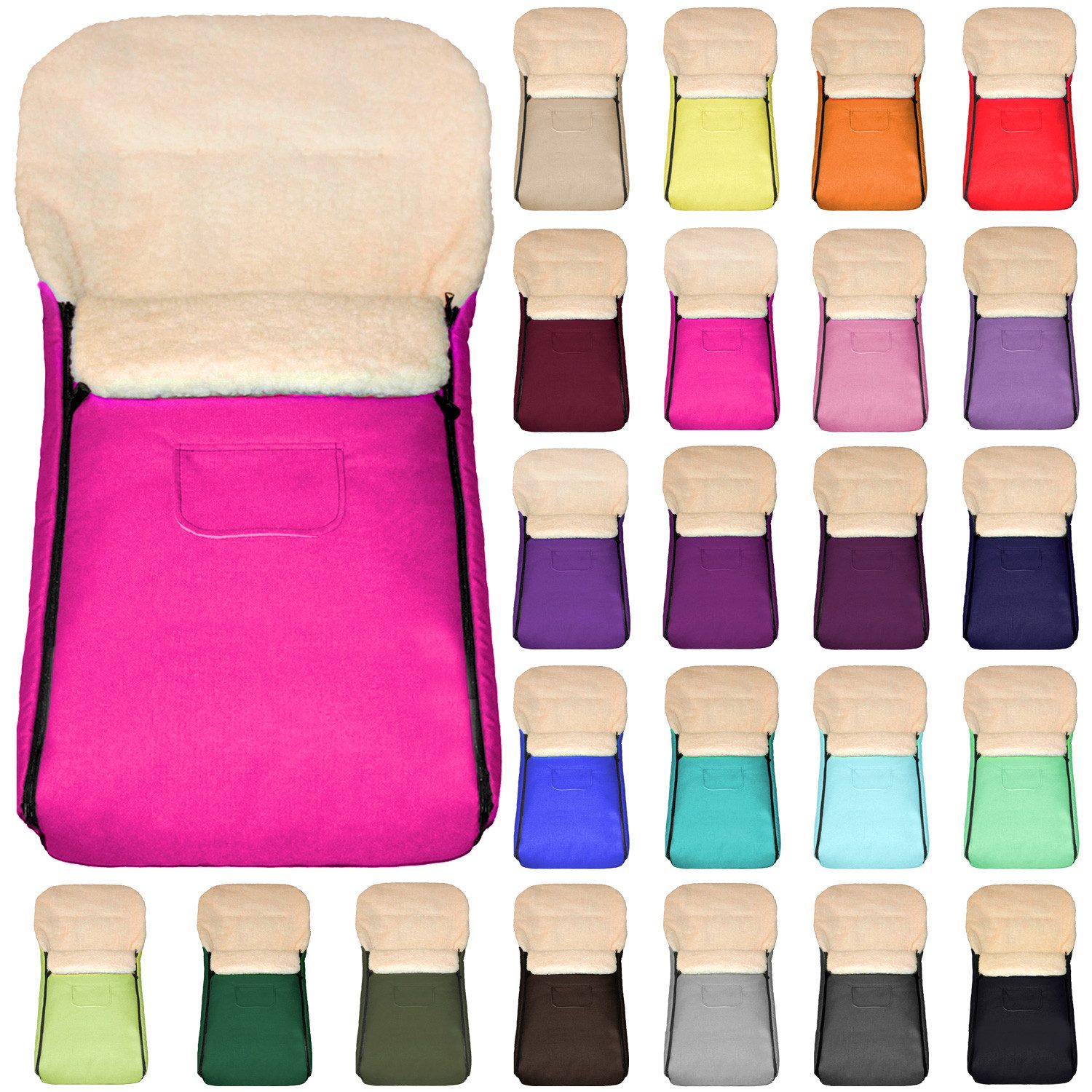 Fußsack Fußsack KAI XL 105cm Lammwolle Winterfußsack Thermo Babyfußsack 6 Mon