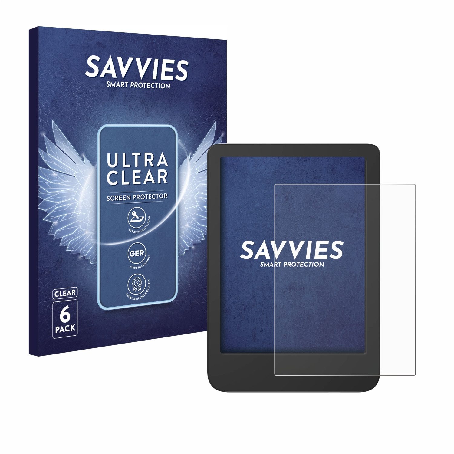 Savvies Displayschutzfolie Schutzfolie für Tolino Shine 5 Color 2024, 6 Stück, Displayschutz Schutz Folie Klar Transparent