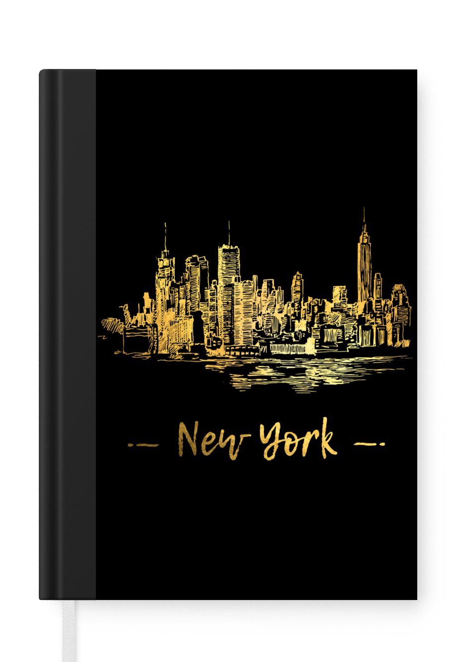 MuchoWow Notizbuch New York - Skyline - Schwarz, Journal, Merkzettel, Tagebuch, Notizheft, A5, 98 Seiten, Haushaltsbuch