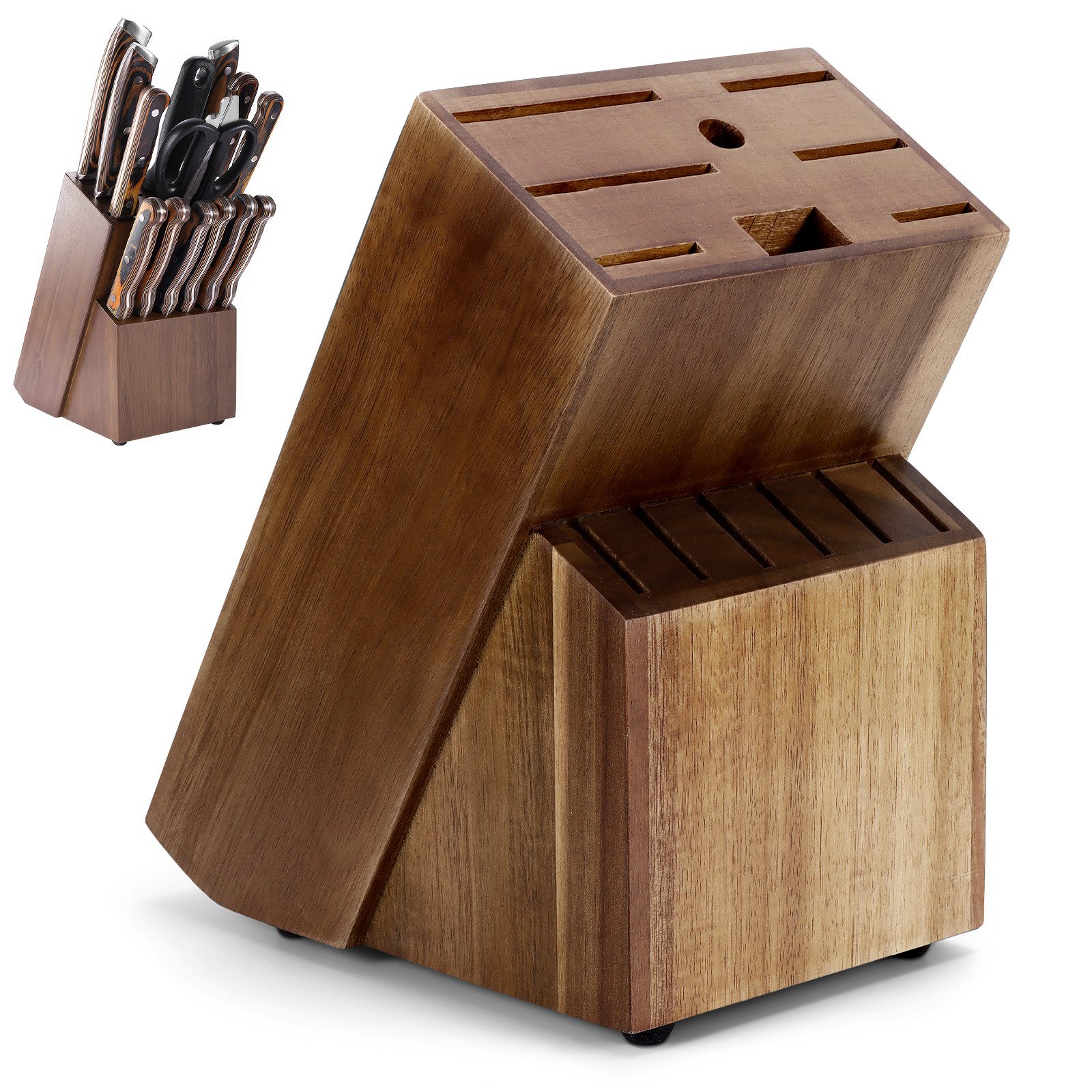 BlingBin Messerblock Universal-Messerblockhalter Holz Messerhalter Messerblock ohne Messer (1tlg), 14 Messerfächer, spart Platz auf der Küchentheke