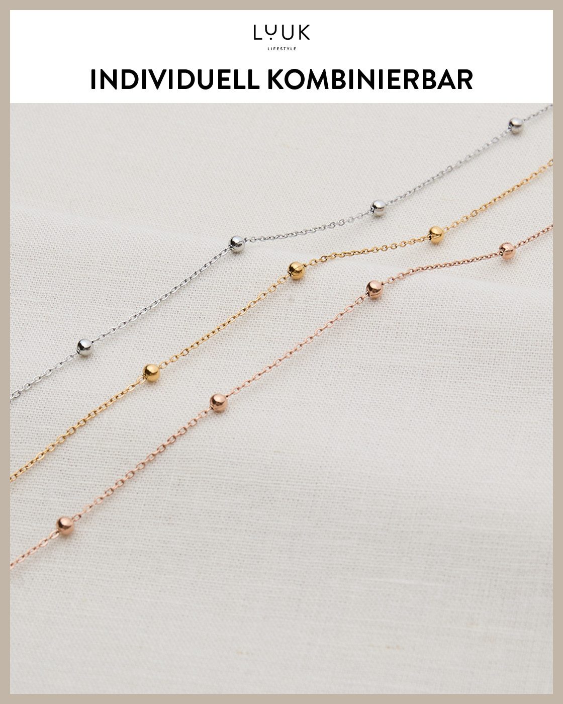 LUUK LIFESTYLE Kette mit Anhänger Kleine Kugeln, Halskette mit Kügelchen – Bild 5 von 5