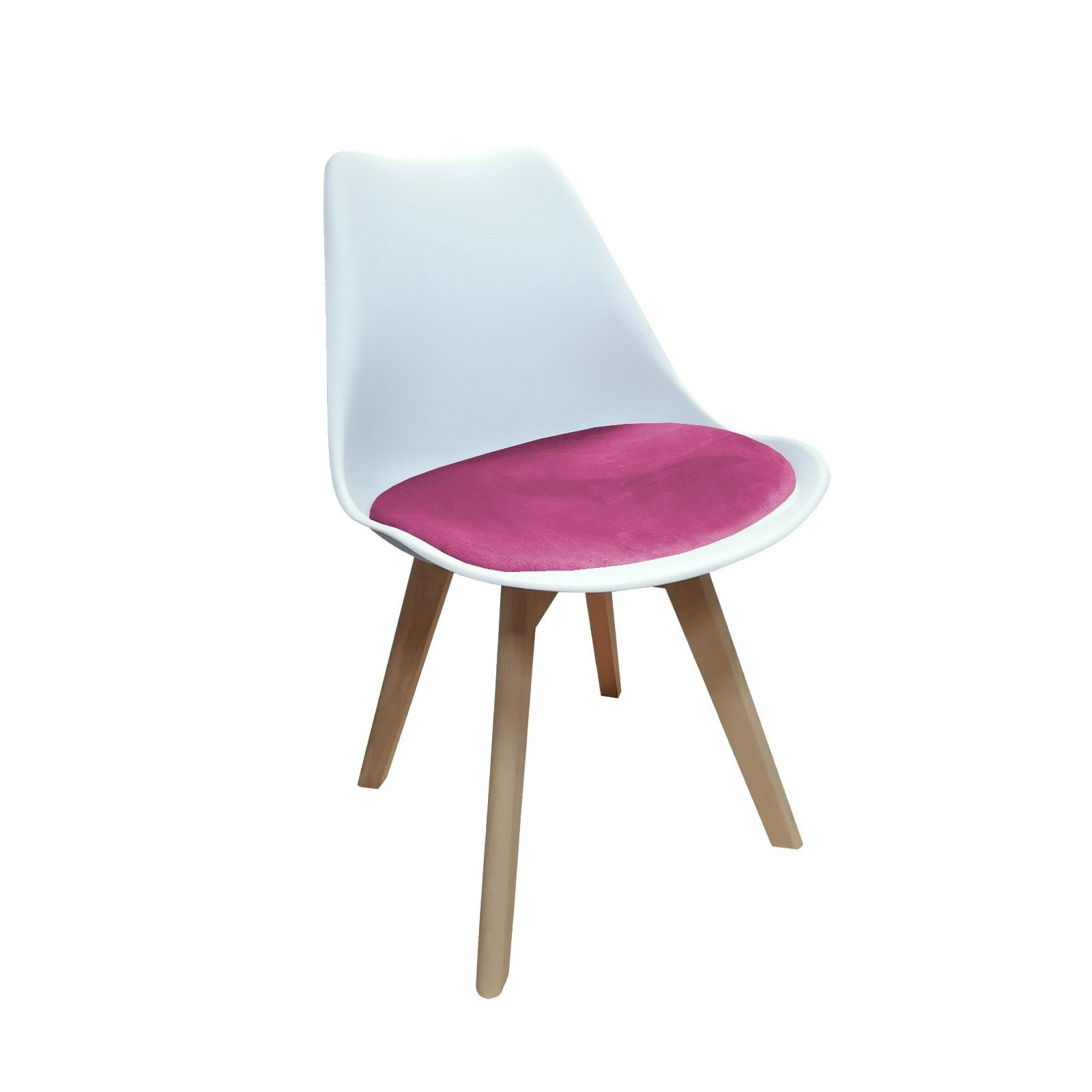 Velvet (Einzelstuhl, HTI-Living 1 Samt Esszimmerstuhl Stuhl Atlanta St), Esszimmerstuhl Weiß, Pink