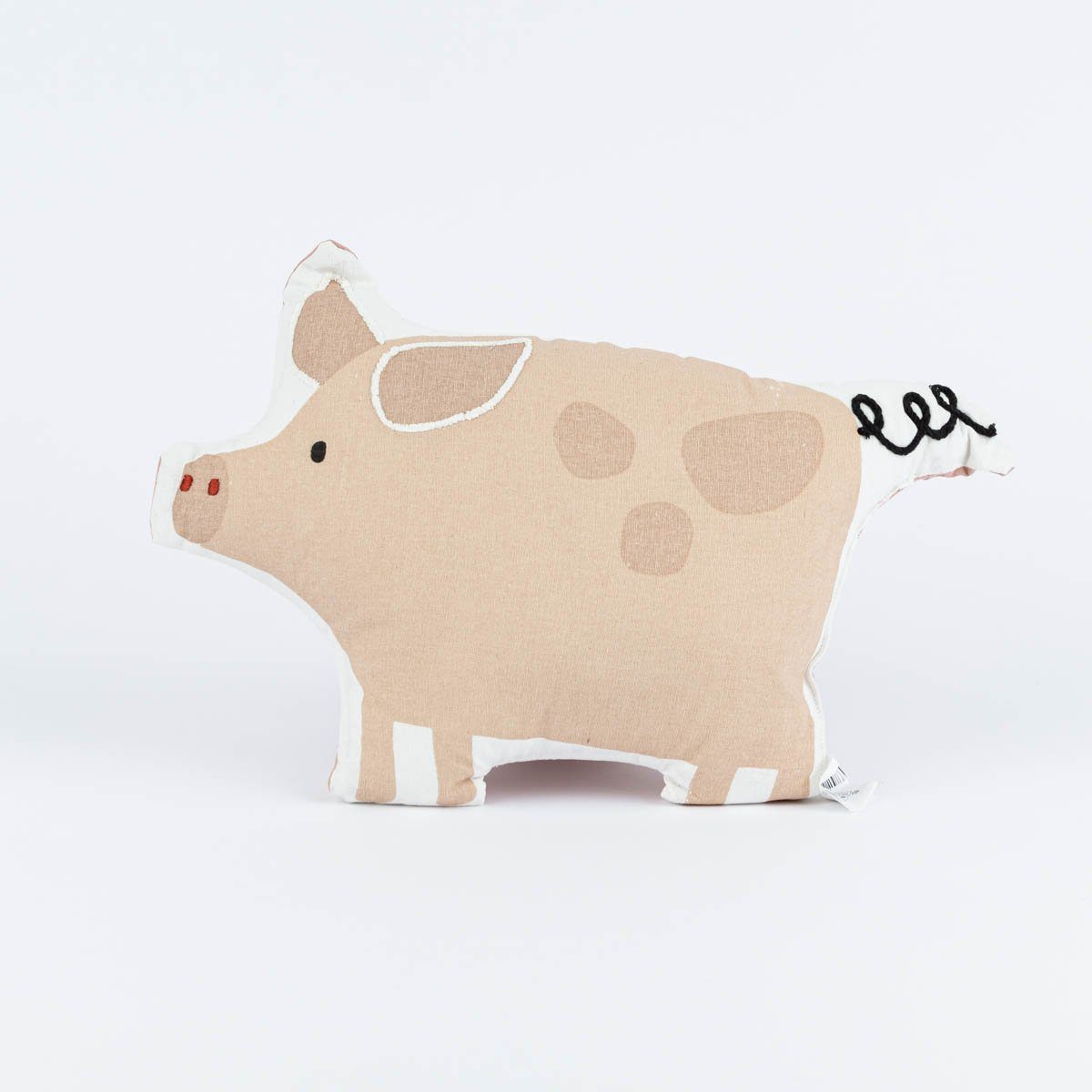 SCHÖNER LEBEN. Dekokissen Kinderkissen Schweinchen aus Baumwolle rosa weiß schwarz 40x27cm