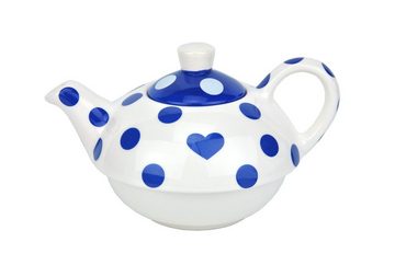 MamboCat Teekanne Tea for one Keramik Dekor Herz blau/weiß gepunktet - Jameson & Tailor