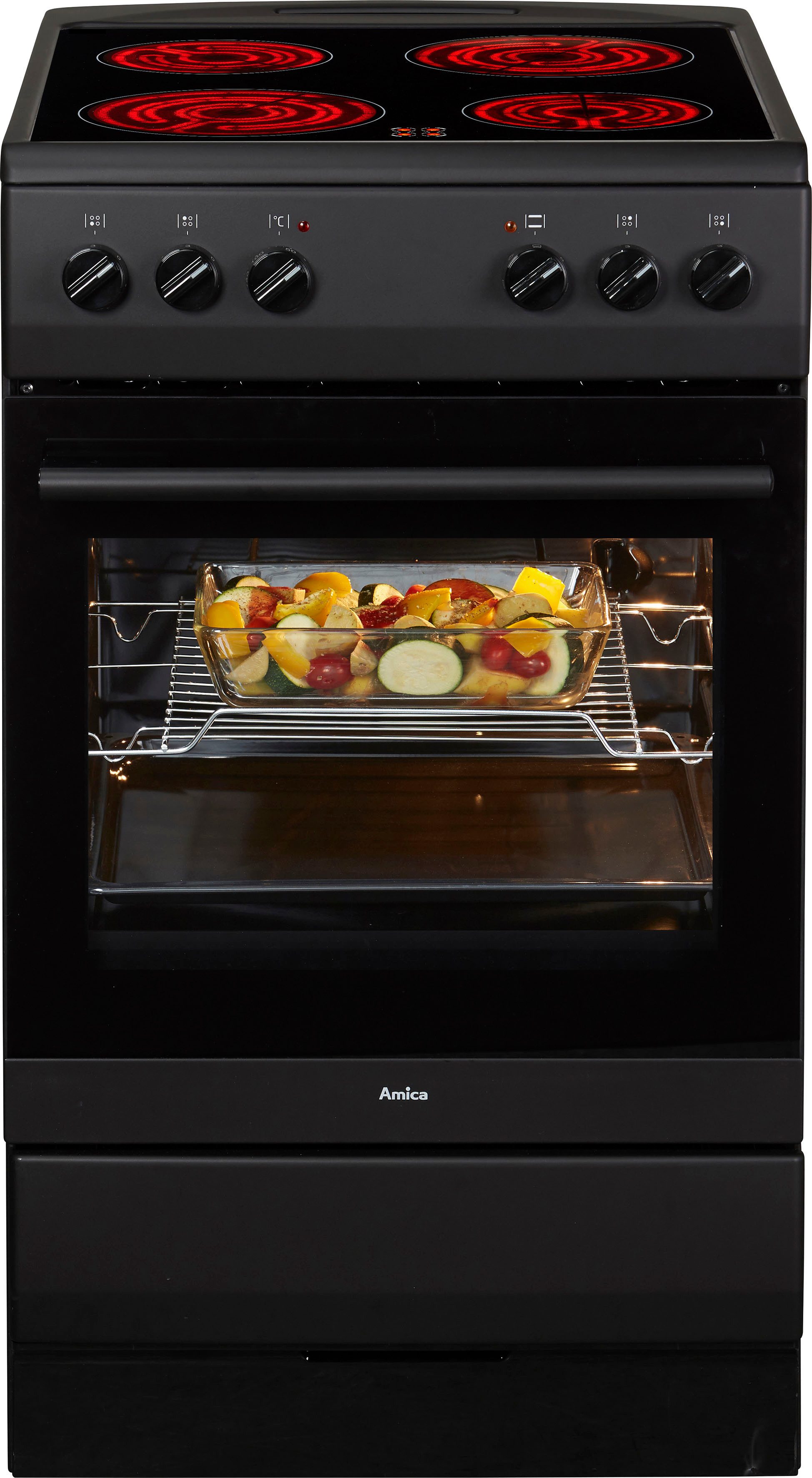 Amica Elektro-Standherd SHC 11509 SM, Steam Clean, Kompakter Kochkomfort für den täglichen Küchenalltag