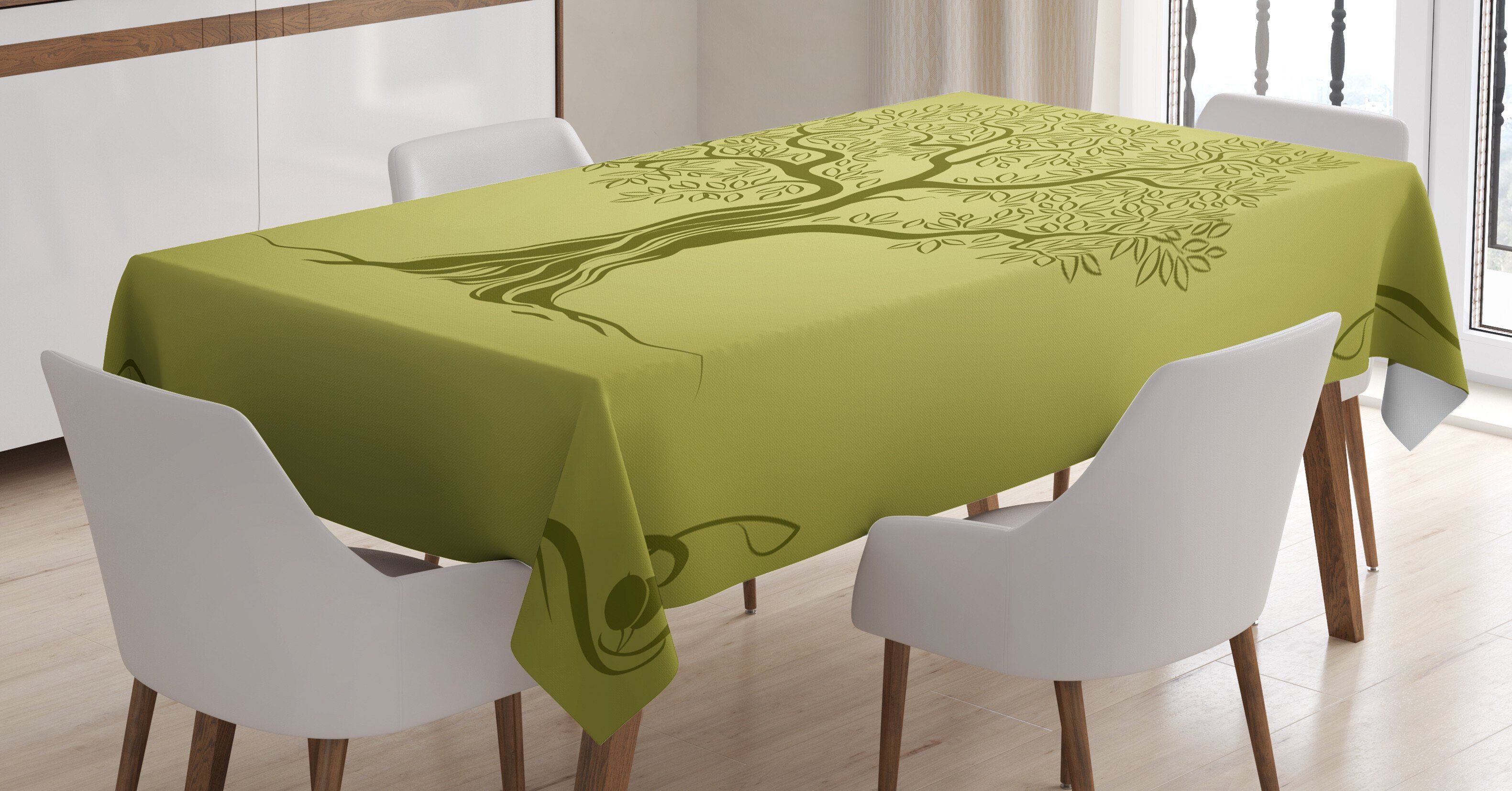 Abakuhaus Tischdecke Farbfest Waschbar Für den Außen Bereich geeignet Klare Farben, olivgrün Olive Tree Pattern