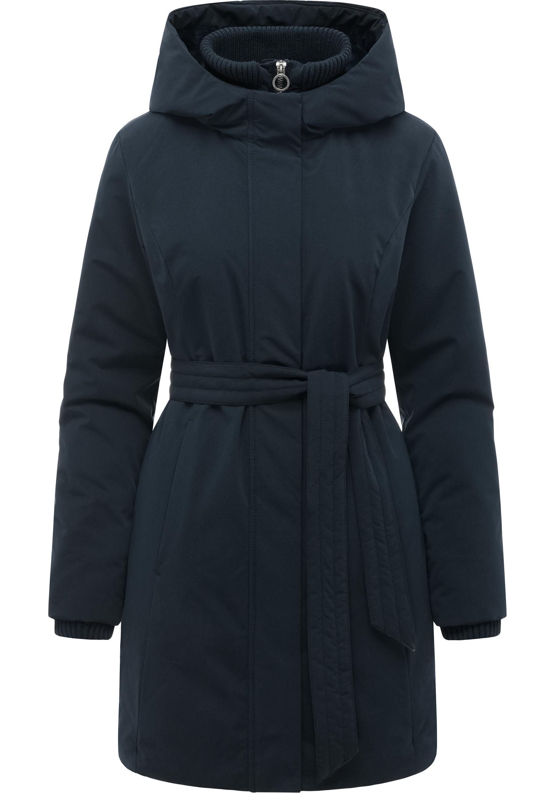 Ragwear Kurzmantel Northe Y Wintermantel mit Taillengürtel