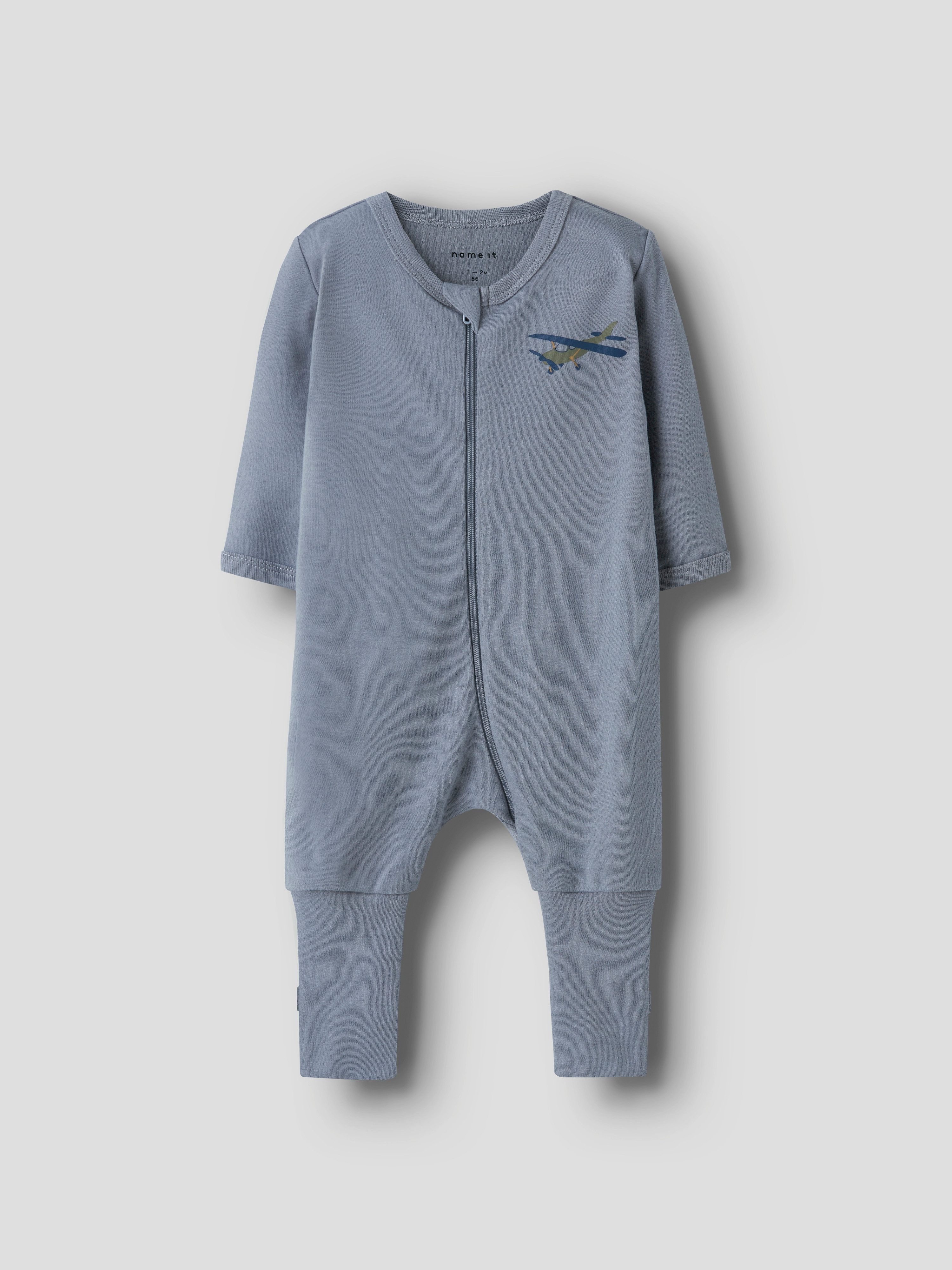 Name It Pyjama NBMNIGHTSUIT 2P ZIP FF AIRPLANE NOOS (Packung, 2 tlg) zweiteiliges Set, aus Baumwolle, Regular Fit, mit Reißverschluss