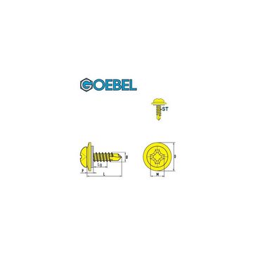 GOEBEL GmbH Bohrschraube 4110342190, (500x Linsenkopf Kreuzschlitz(PH) EPDM Scheibe 4,2x19,0mm Stahl verzinkt, 500 St., DIN7504M Werksnorm), Selbstbohrende Schraube mit Dichtscheibe – Selbstschneidend
